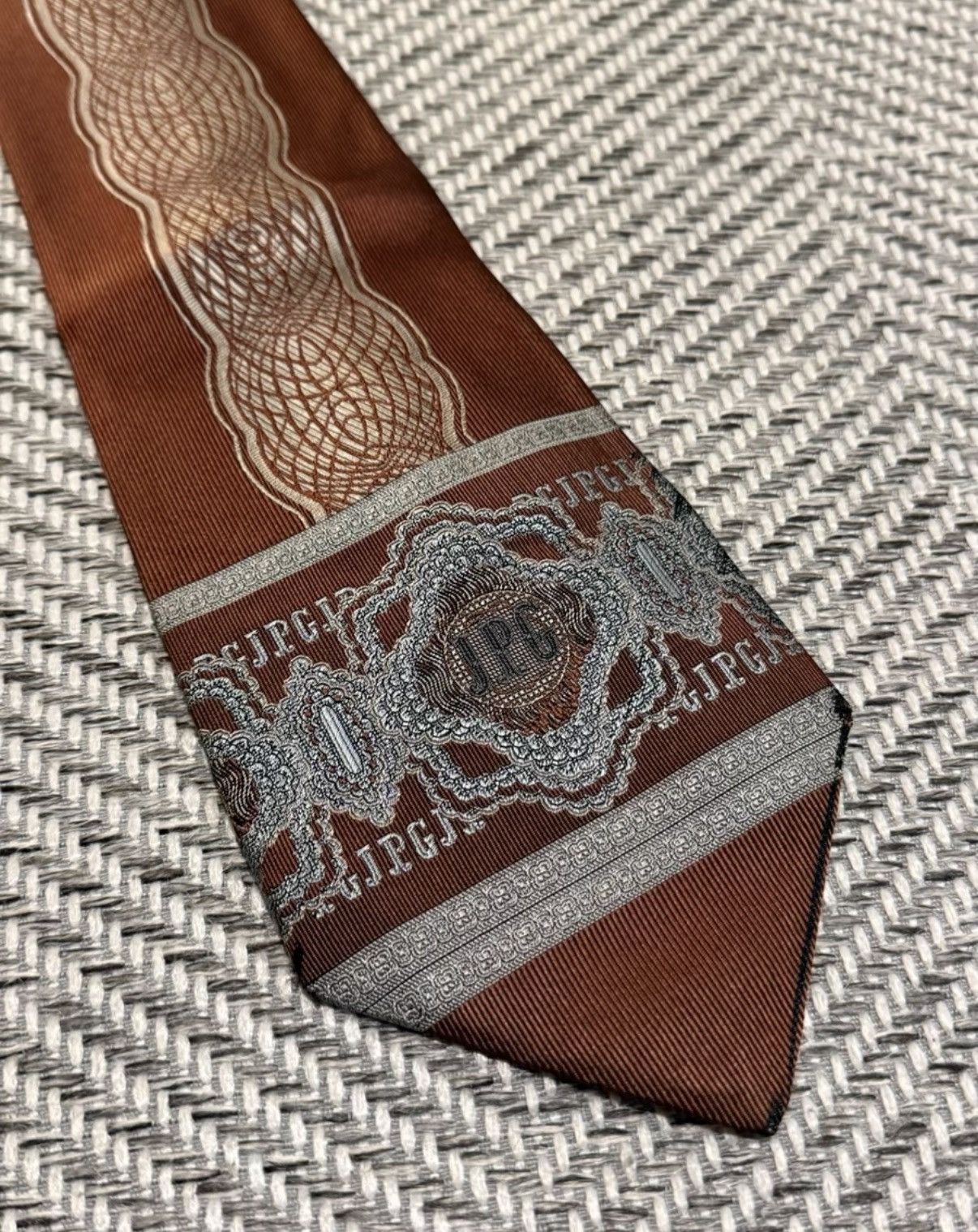 Jean Paul Gaultier Jean Paul Gaultier Geometric Emblem Woven Tie K24 Size ONE SIZE - 2 Thumbnail