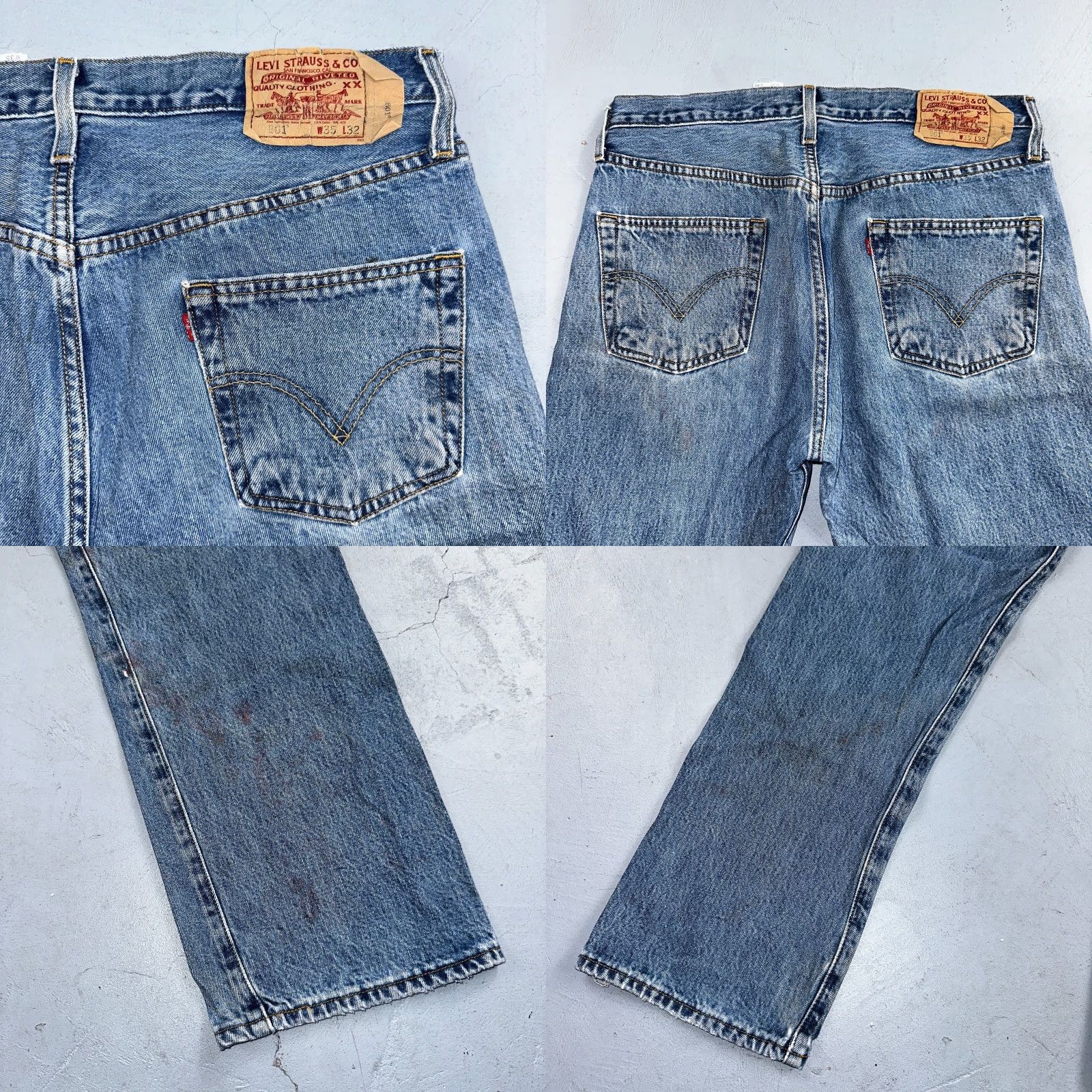 Levi's VINTAGE Levi's 501 Jeans Straight Blue Light Wash 35x32 Regular Men 90s USA 5-Pocket Denim Button Closure Size US 35 - 10 Thumbnail