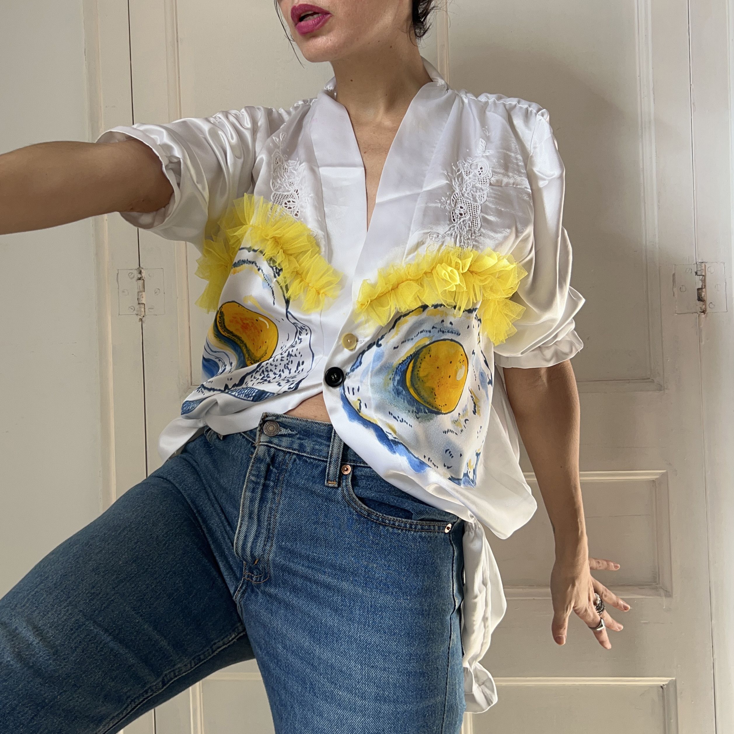 Custommade Vintage Reworked Sleep Fried Eggs Shirt Size XS / US 0-2 / IT 36-38 - 6 Thumbnail