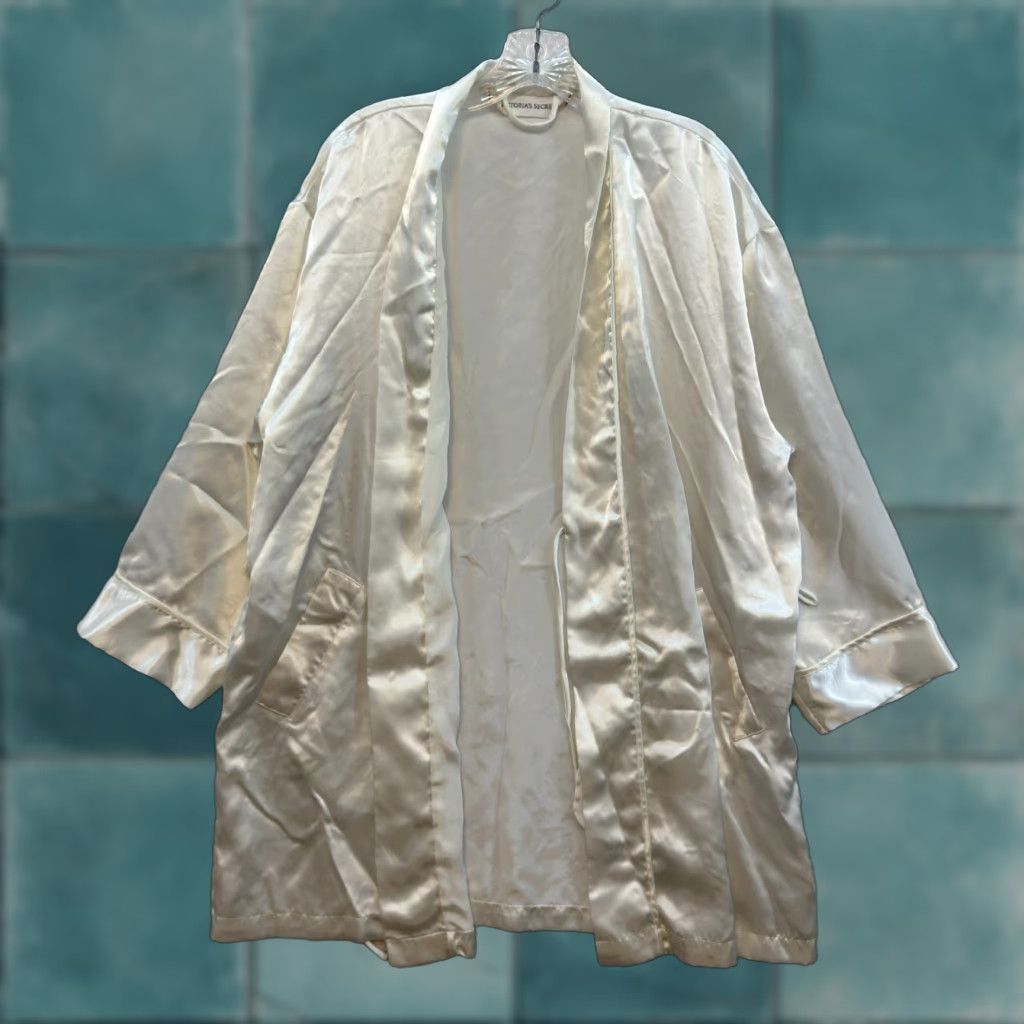 Victoria's Secret VINTAGE Victoria's Secret Robe Kimono White Ivory Satin Bridal Midi Womens Size ONE SIZE - 1 Thumbnail
