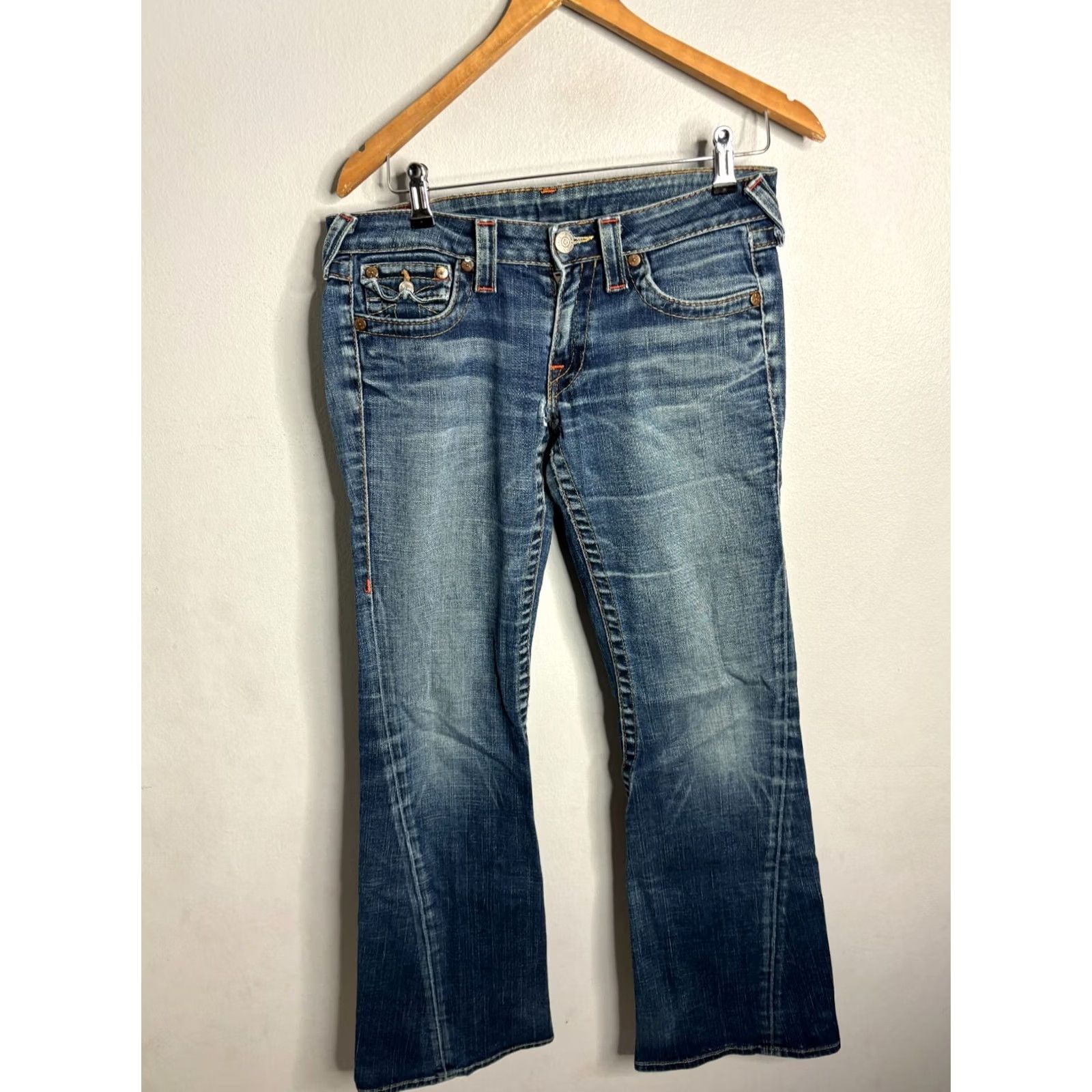 True Religion True Religion Bridget Low Rise Flare Jeans Women’s 29 Blue Denim 5-Pocket Bridget 7641 World Tour Size 29" - 4 Thumbnail