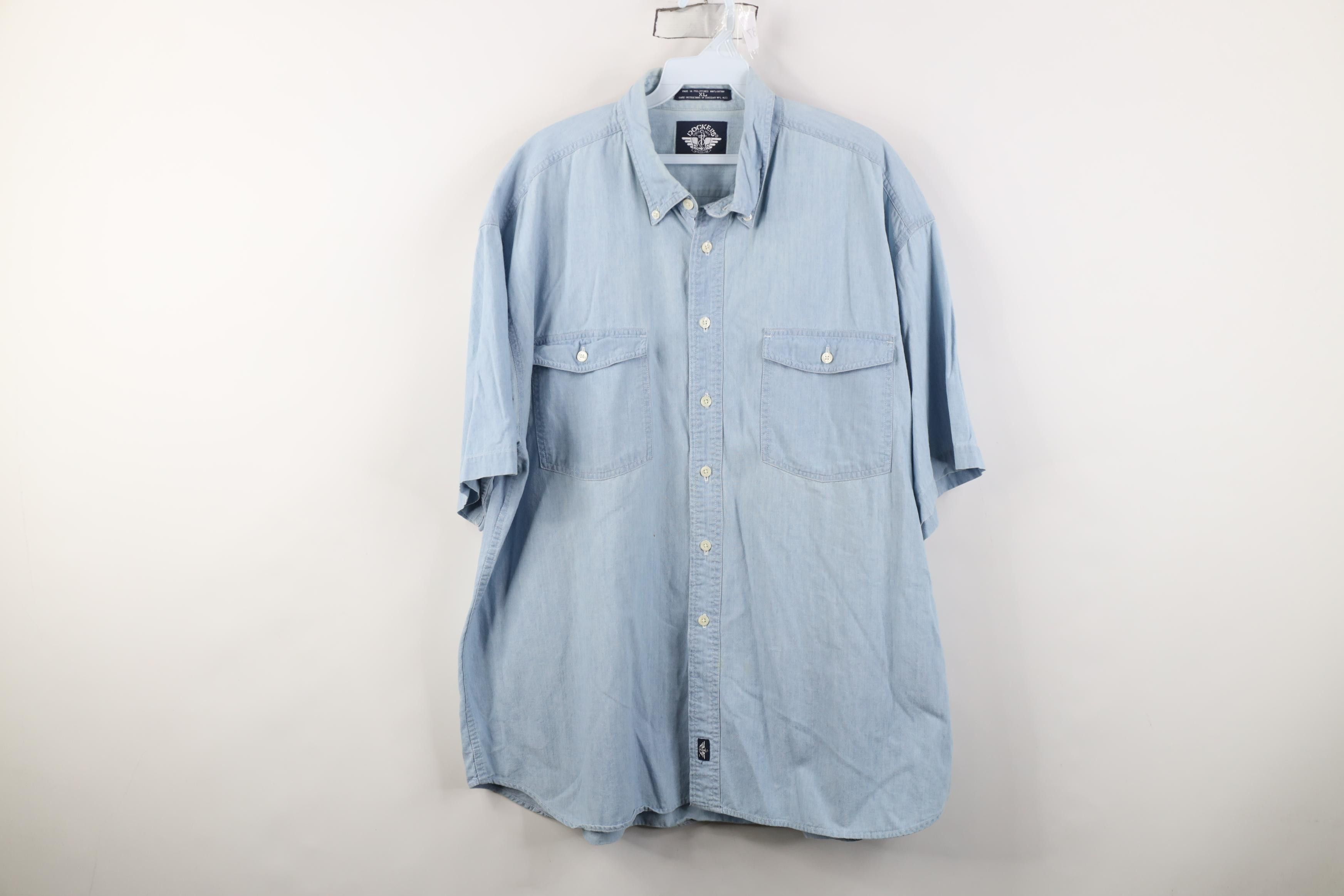 Vintage Vintage 90s Streetwear Short Sleeve Button Down Shirt Blue Size US XL / EU 56 / 4 - 1 Thumbnail