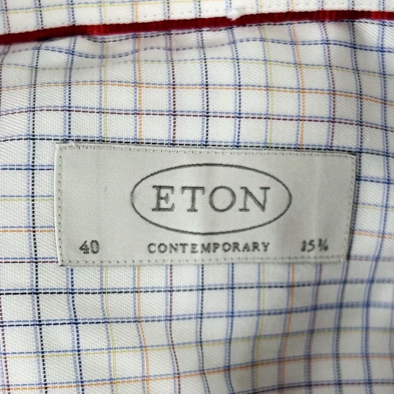 Eton Etón Contemporary 15.5 32 Dress Shirt Rainbow Plaid Cotton Mens Regular Collared Button Spread 100% Cotton Size 42R - 3 Thumbnail