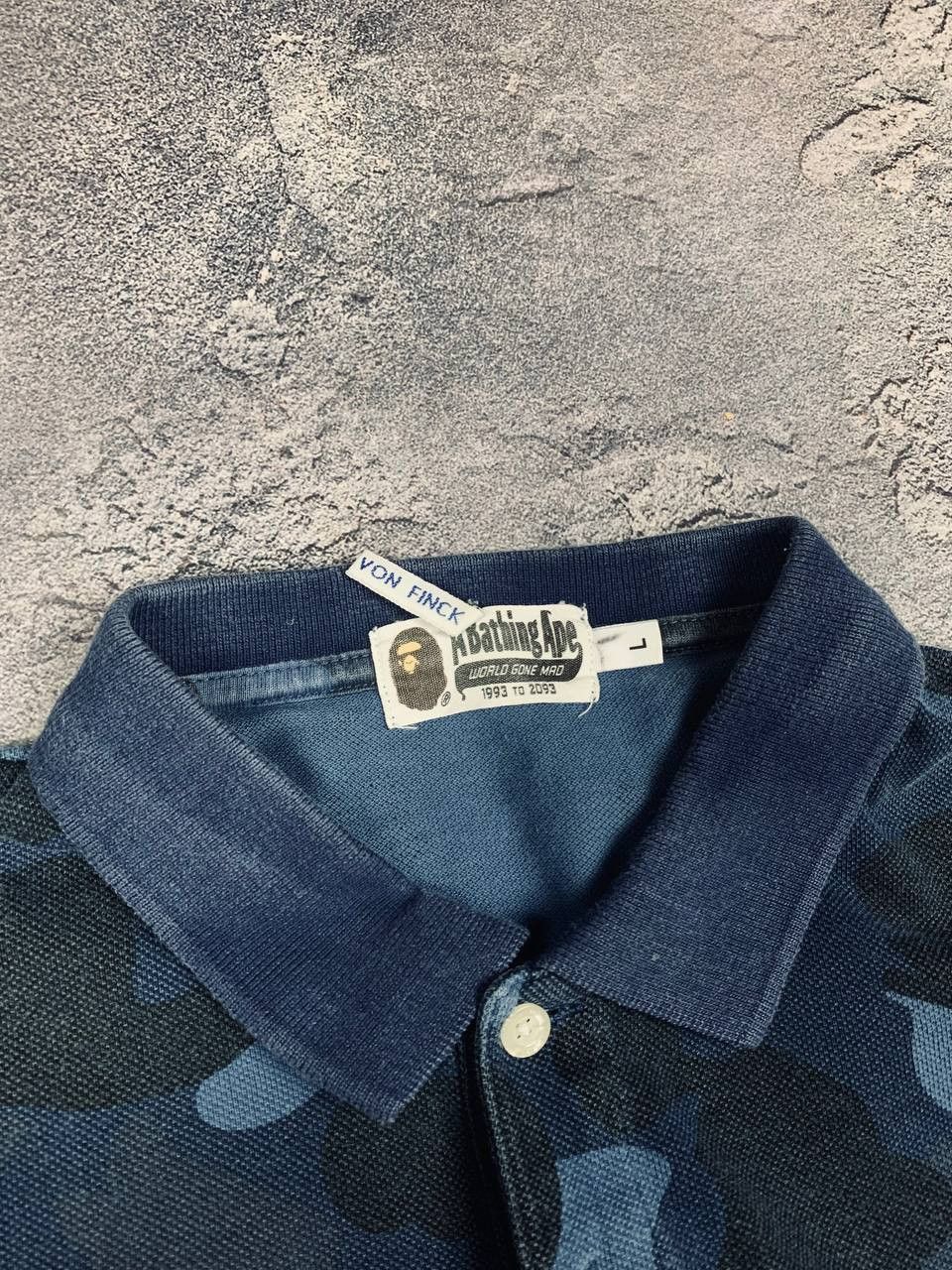 Bape Bape A Bathing Ape Blue Camo Polo Shirt Authentic Ape Head Size US L / EU 52-54 / 3 - 9 Thumbnail