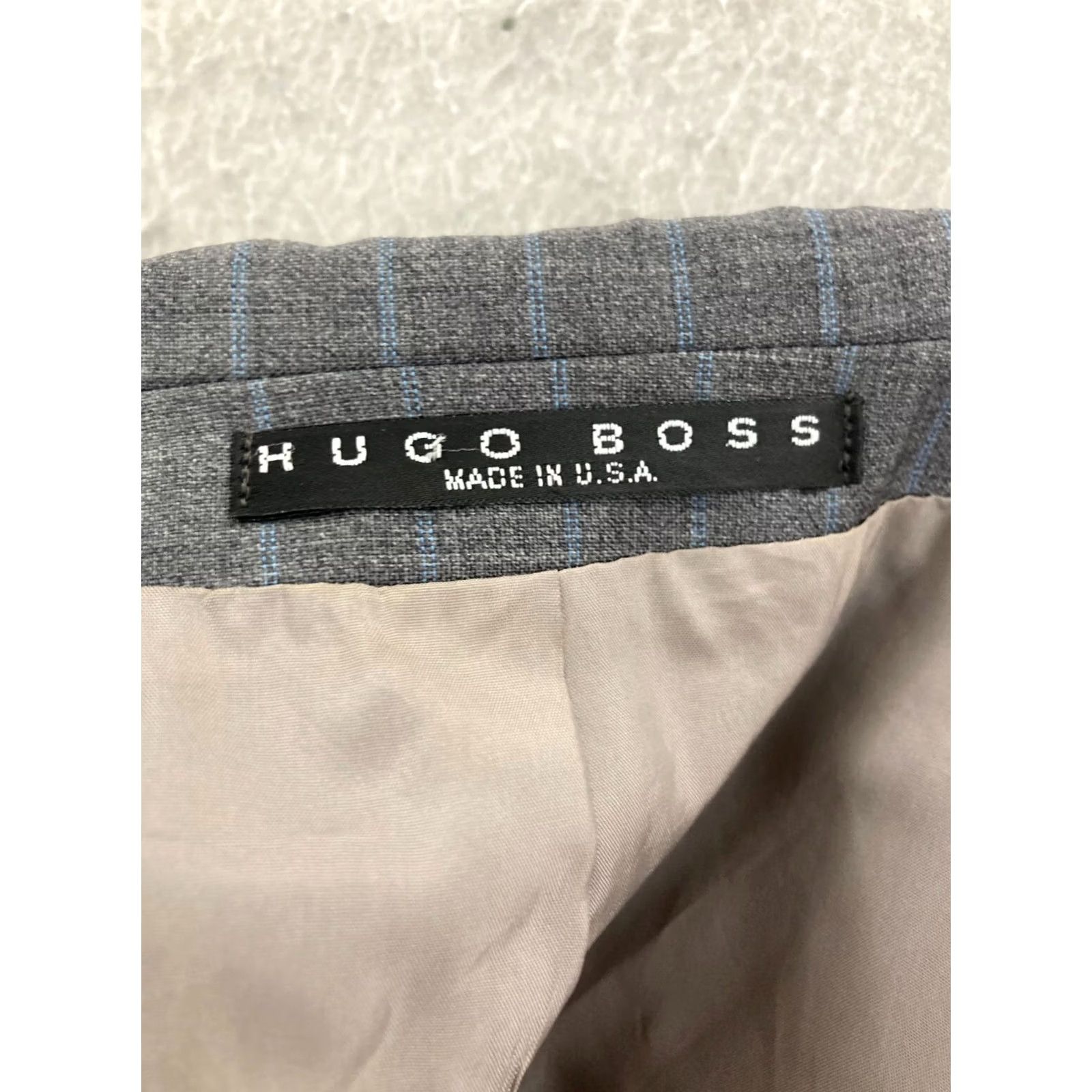 Hugo Boss HUGO BOSS Blazer Mens 38 R Gray Striped Wool 2 Piece Notch Lapel 3-Button Front Jacket Coat Vintage: No Size 38R - 2 Thumbnail