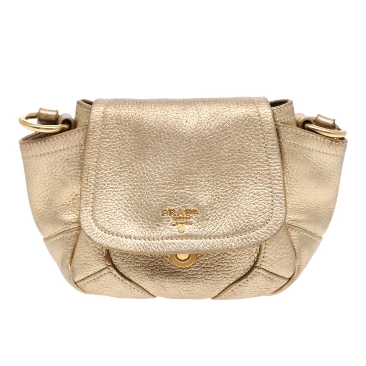 Prada Vitello Gold Leather Shoulder Bag (Pre-Owned) Size ONE SIZE - 1 Thumbnail