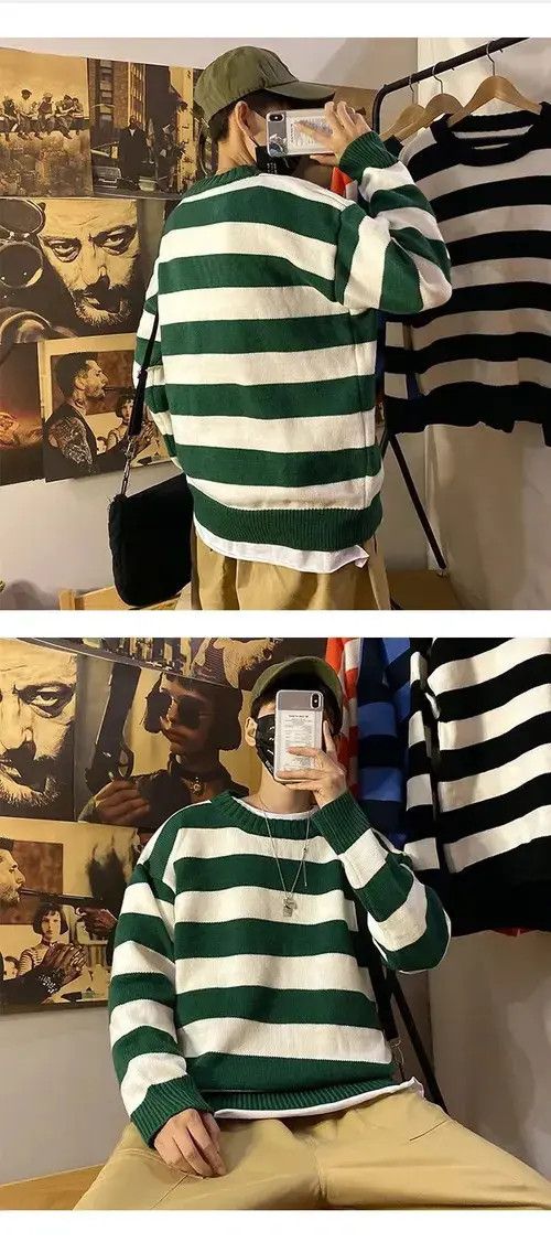 VIBE Vintage Stripe Knitted Sweater Long Sleeves Size US XL / EU 56 / 4 - 4 Thumbnail