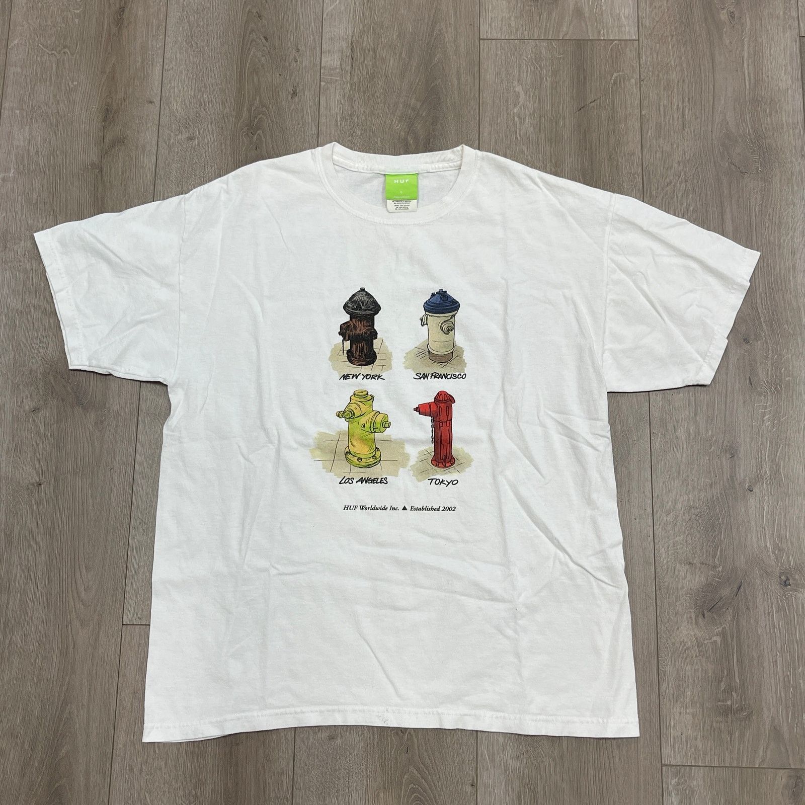 Huf Huf All Cities Fire Hydrant Short Sleeve Tee White Large Size US L / EU 52-54 / 3 - 1 Thumbnail