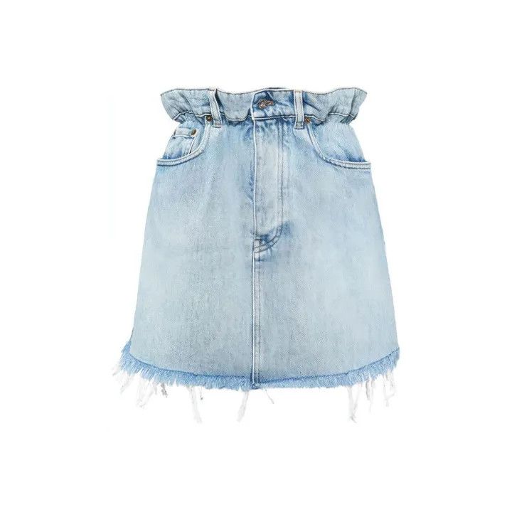 Miu Miu Miu Miu Logo Mini Denim Skirt for Women 0079 Size 38" / US 16 / IT 52 - 1 Thumbnail
