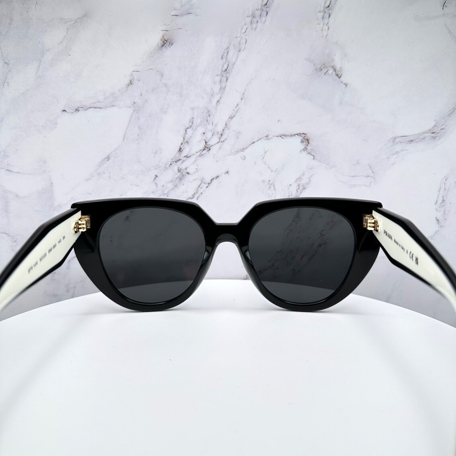 Prada New PRADA Sunglasses Symbole Black White Gold Metallic Logo Size ONE SIZE - 18 Thumbnail