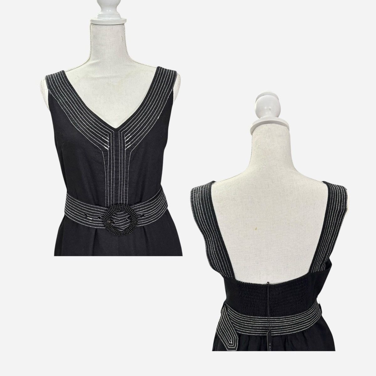 Elie Tahari Tahari Linen Blend Black Beauty Jumpsuit Sz M (8) Size 30" / US 8 / IT 44 - 5 Thumbnail