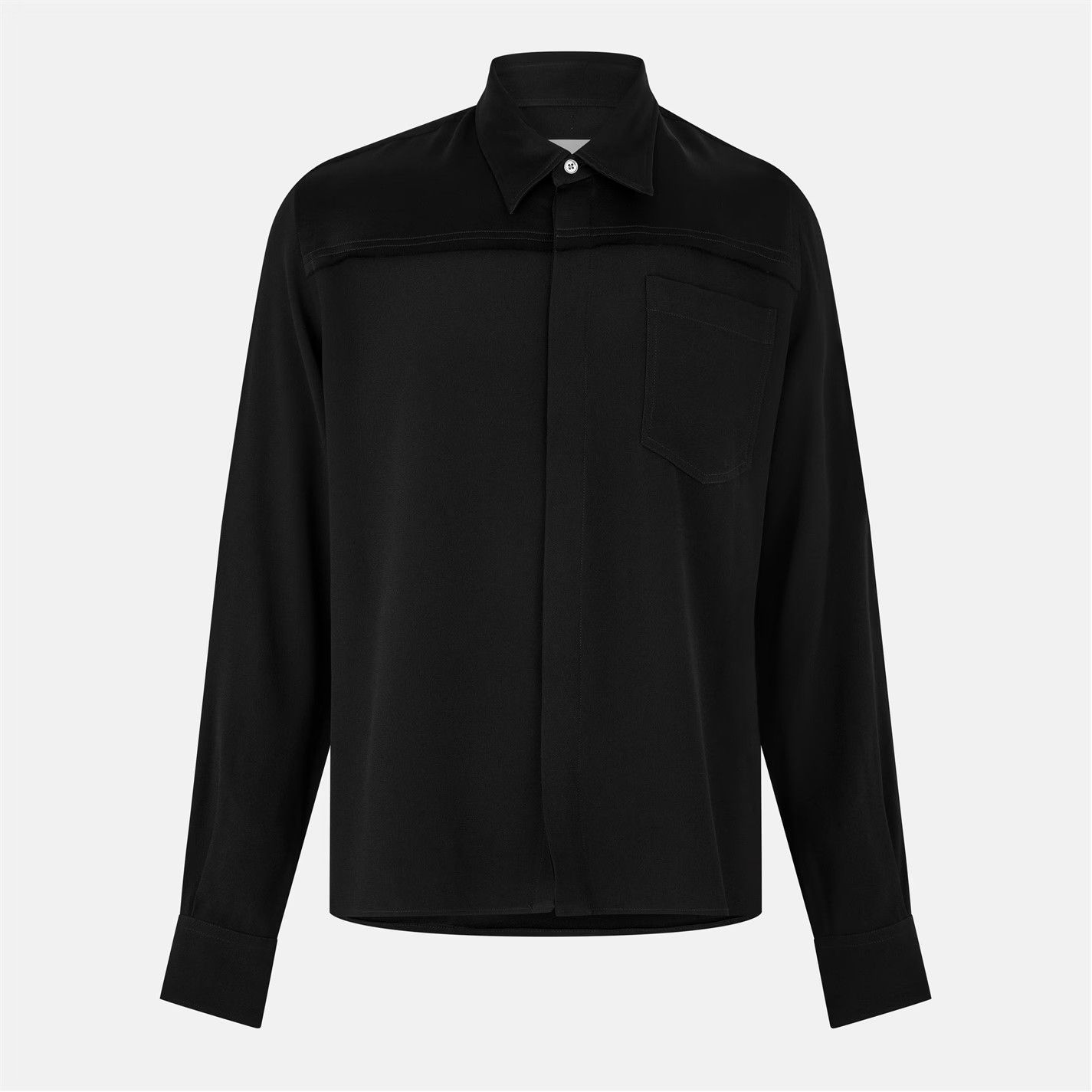 AMI o1g2r1mq0326 Viscose Long-Sleeve Plain Shirt in Black Size US M / EU 48-50 / 2 - 1 Thumbnail