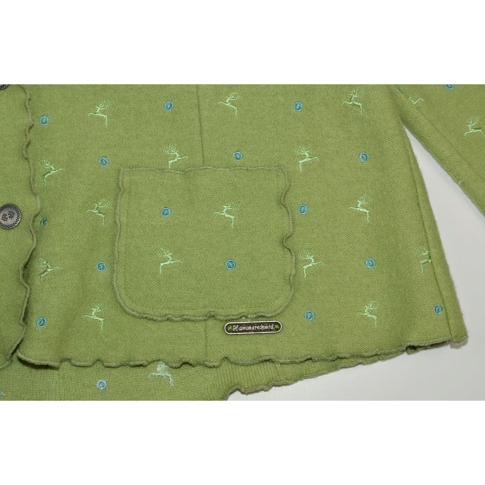 Vintage VINTAGE Hammerschmid Wmns Embroidered Deers Pattern Wool Cardigan Sweater Tyrol Sz D 50 Green Womens Cardigan Wool Embroidered Deers Pattern 50s Size XL / US 12-14 / IT 48-50 - 6 Thumbnail