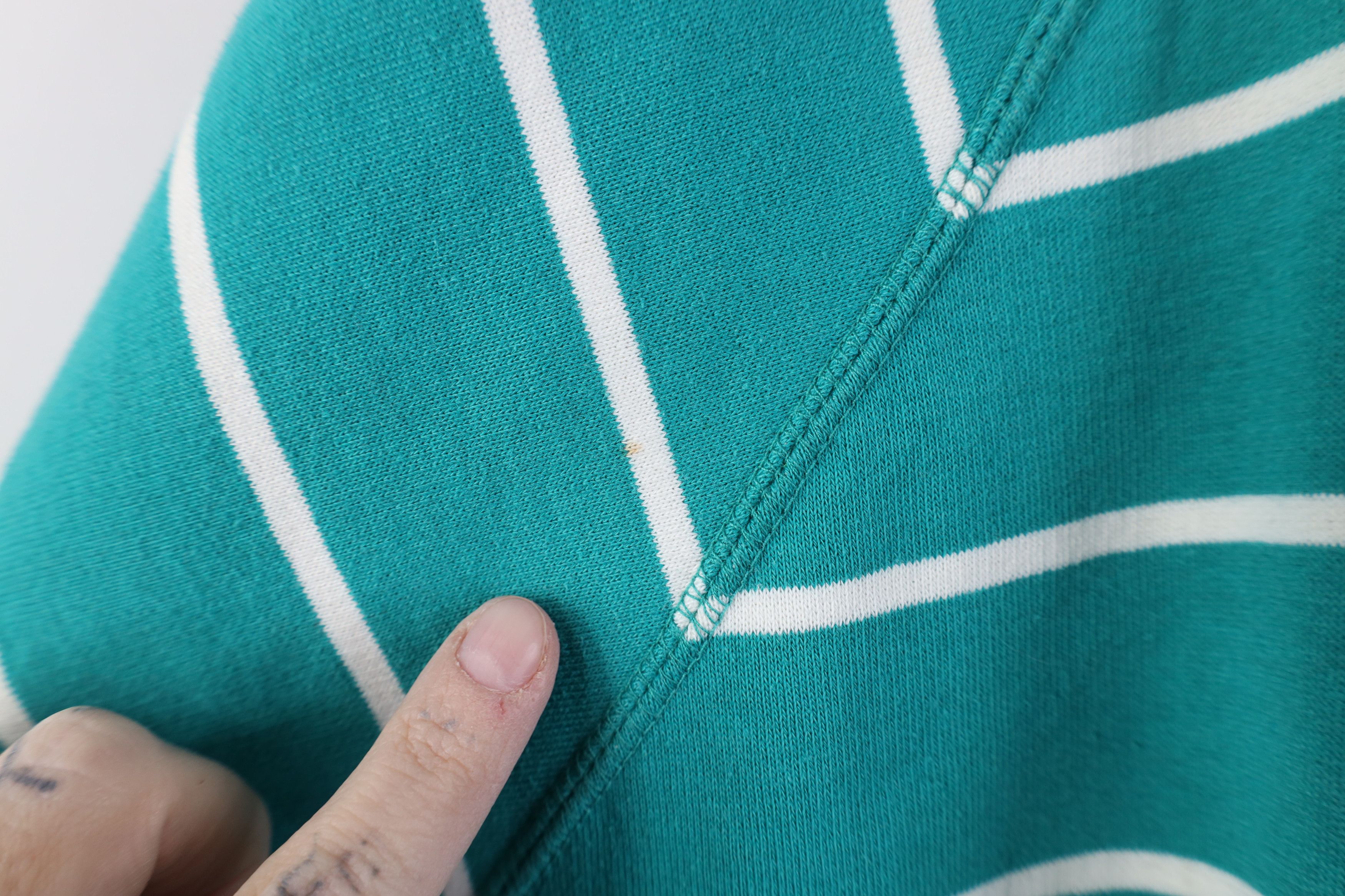 Eddie Bauer Vintage 90s Eddie Bauer Striped Crewneck Sweatshirt Teal Size L / US 10 / IT 46 - 5 Thumbnail