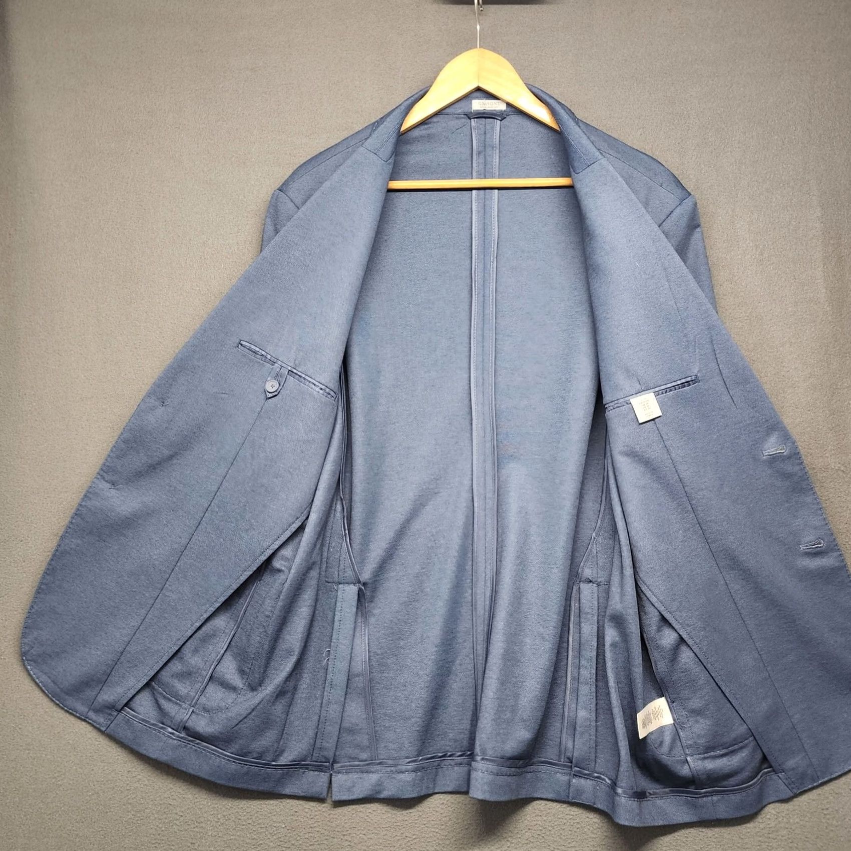 Vintage Giasone Blazer Mens M Blue Knit Stretch Sport Coat Casual Unstructured Jacket Size 40R - 3 Thumbnail