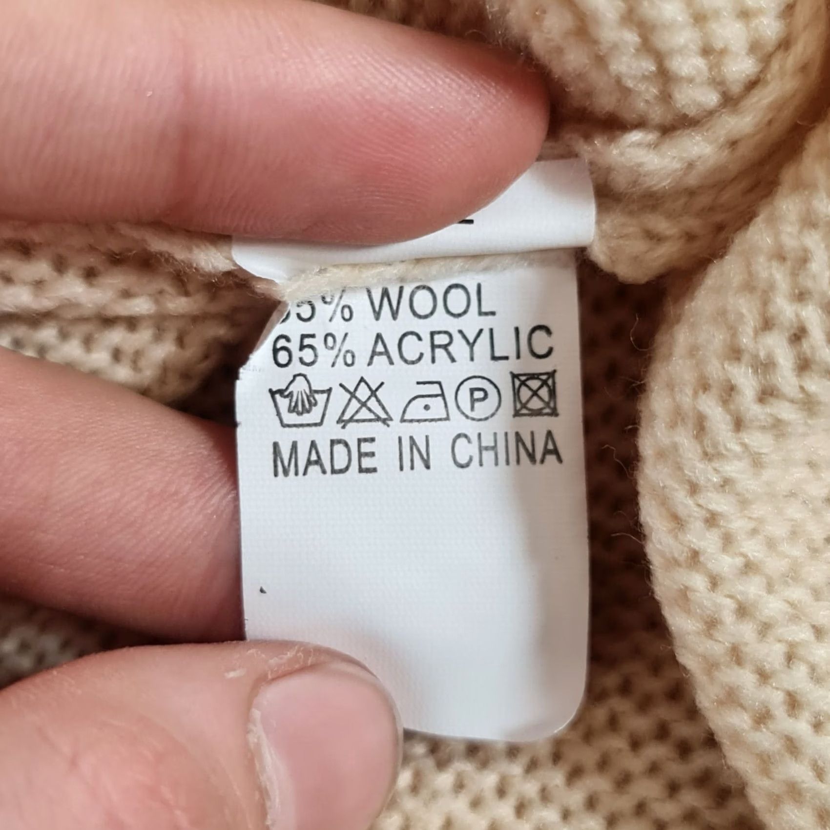 Vintage Enjoy-sun Womens Dress Beige Large Wool Blend Turtle Neck Knit Front Slit Dress Size L / US 10 / IT 46 - 7 Thumbnail