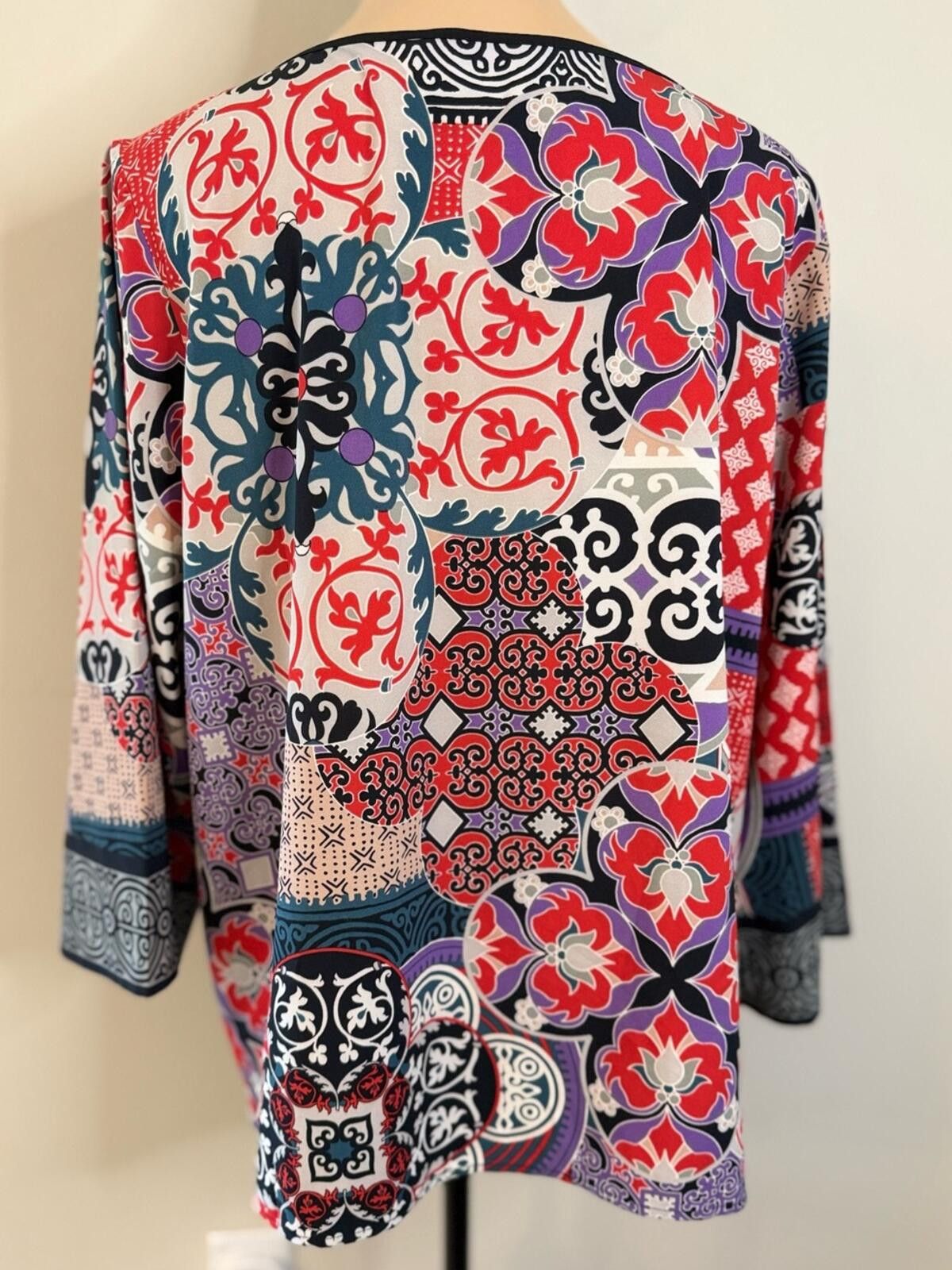 Other Bob Mackie tunic top patchwork multicolored & pattern SZ LG Size L / US 10 / IT 46 - 4 Thumbnail