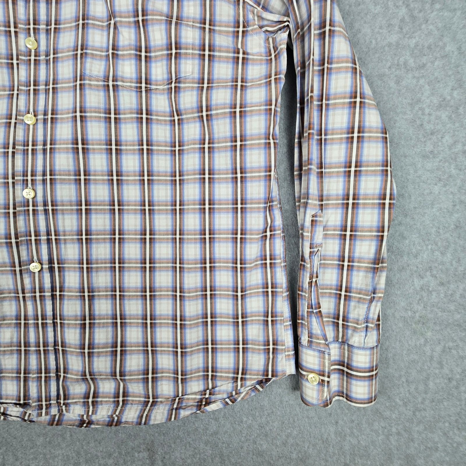 Pronto Uomo Pronto Uomo XL Long Slv Button Down Brown Blue Plaid Shirt Size US XL / EU 56 / 4 - 5 Thumbnail