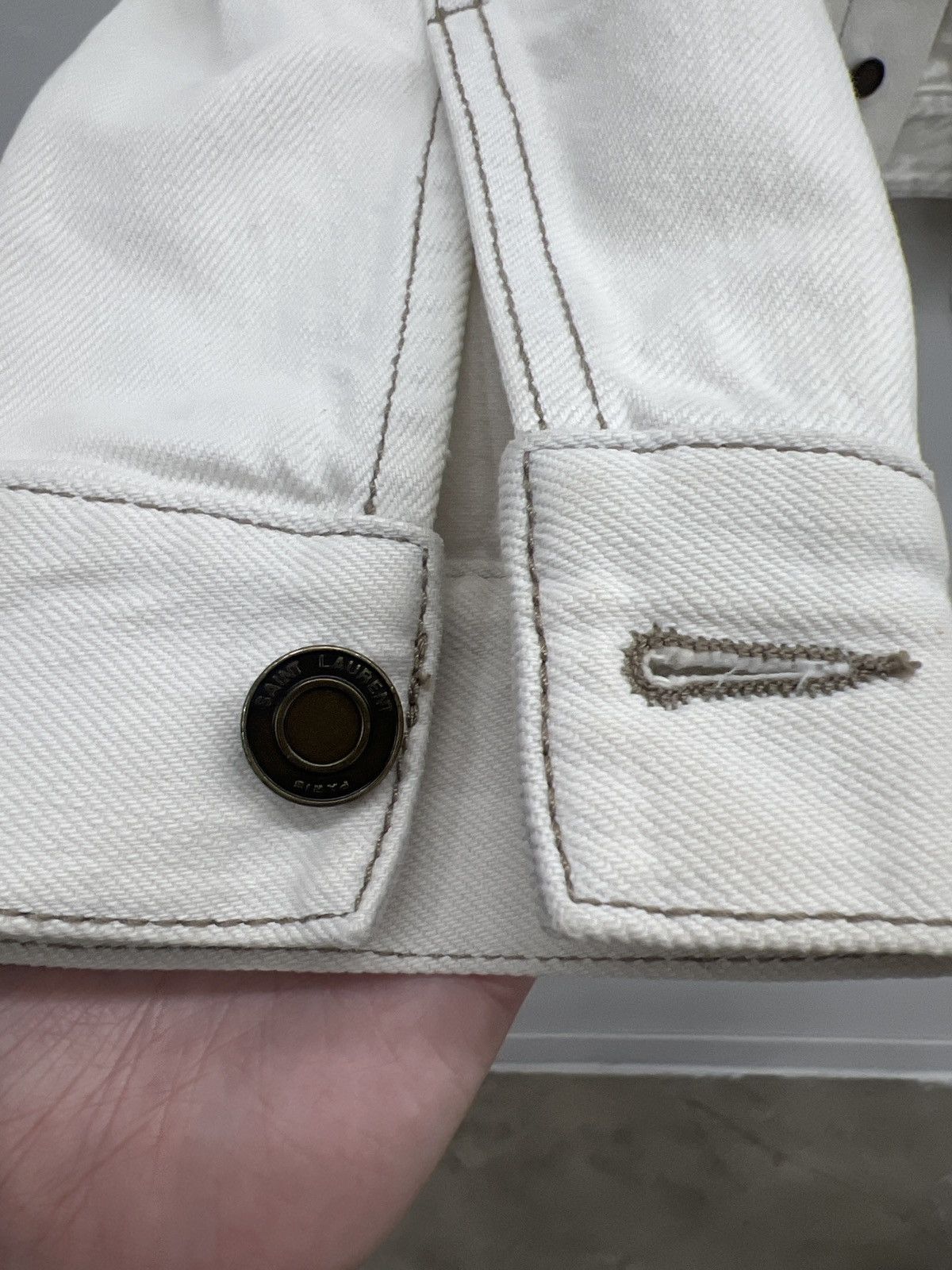 Saint Laurent Paris Saint Laurent Paris Beige Denim Jacket Size M / US 6-8 / IT 42-44 - 8 Thumbnail