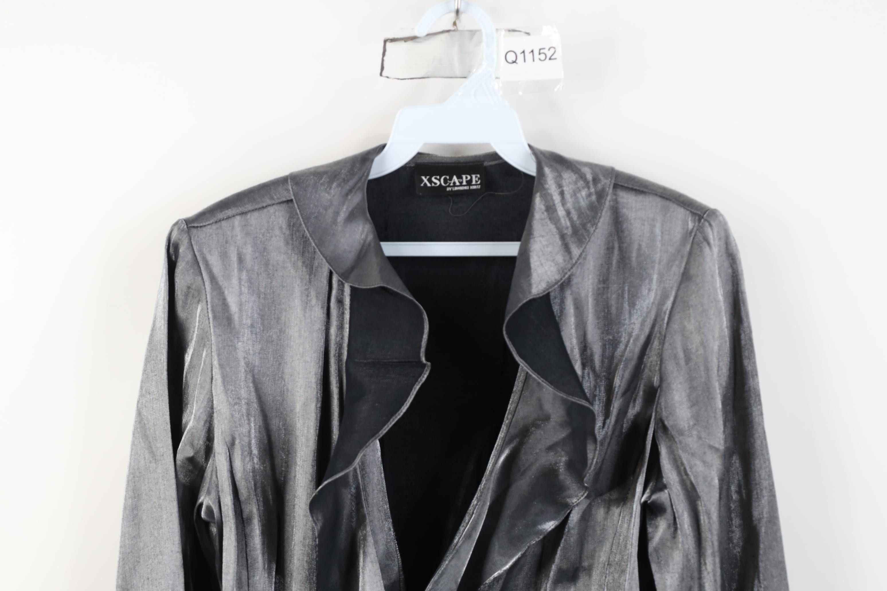 Vintage Vintage 90s Babydoll Ruffled Tie Wrap Jacket Top Silver USA Size M / US 6-8 / IT 42-44 - 2 Thumbnail