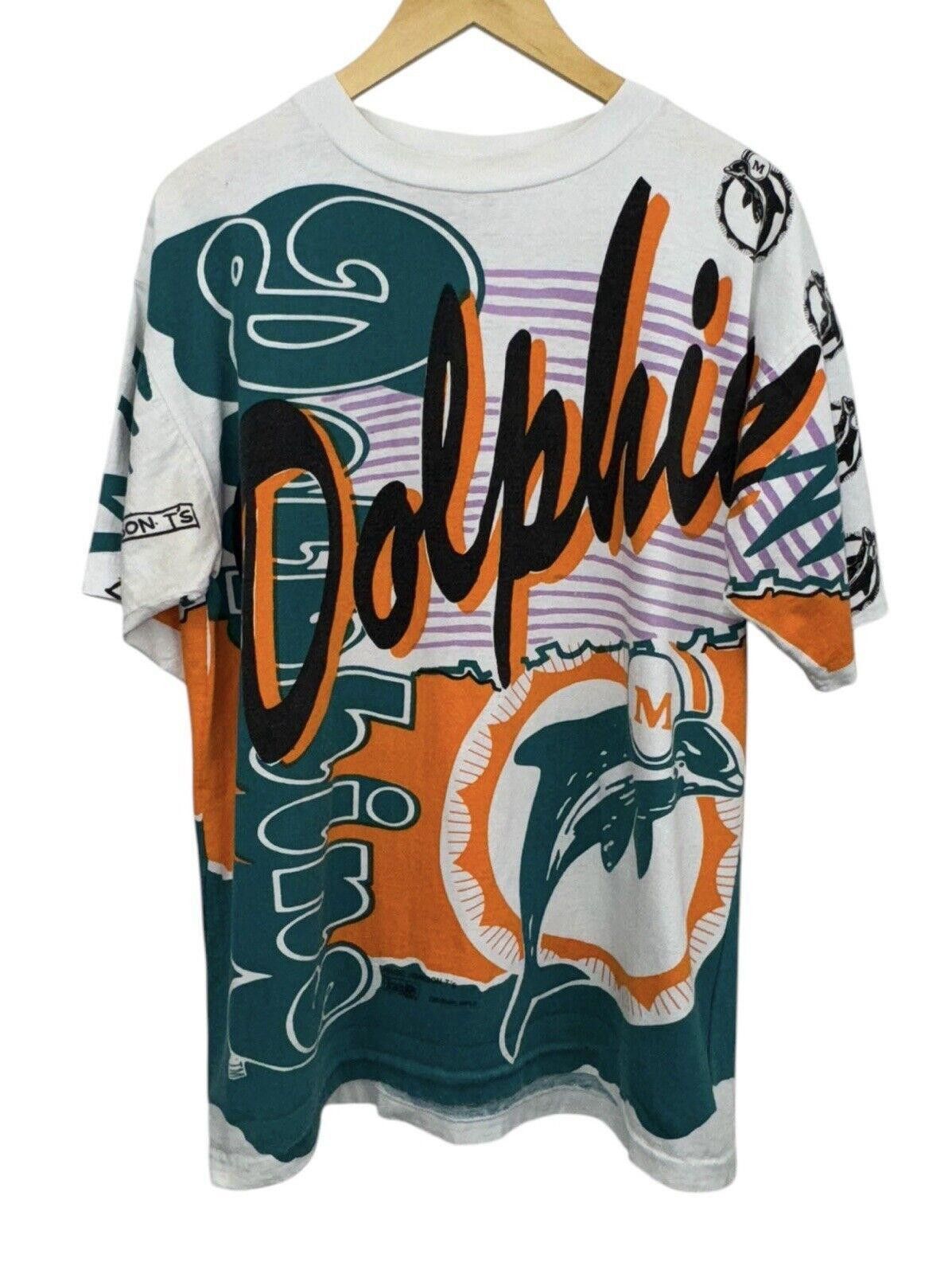 Vintage Magic Johnson Tees Miami Dolphins 1993 AOP Shirt XL