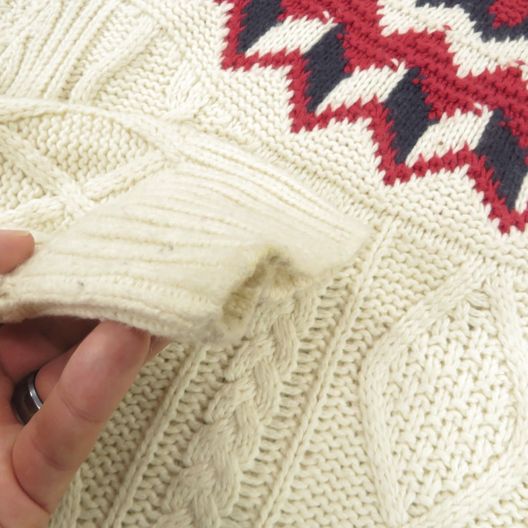 J.Crew VINTAGE J.CREW Sweater Mens Medium Cream Merino Cotton Blend Cableknit Fisherman Holidays Christmas Nautical 90s Man Clothing Mens Size US M / EU 48-50 / 2 - 3 Thumbnail