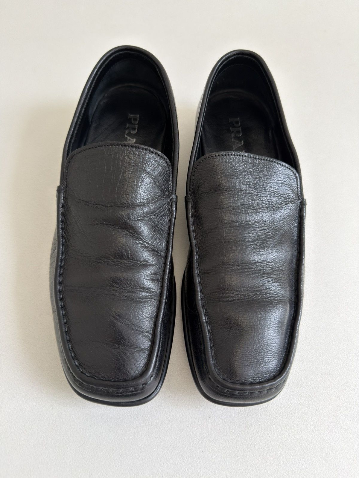 Prada Tumbled Black Leather ‘Low Profile’ Loafers Size US 9 / EU 42 - 5 Thumbnail