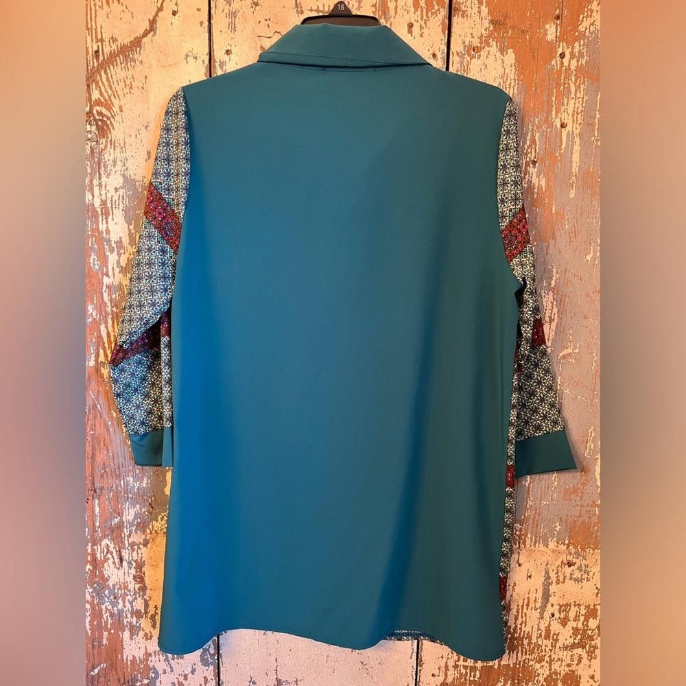 Designer NWOT Karlie womens blouse size Large Turquoise blue Size L / US 10 / IT 46 - 4 Thumbnail