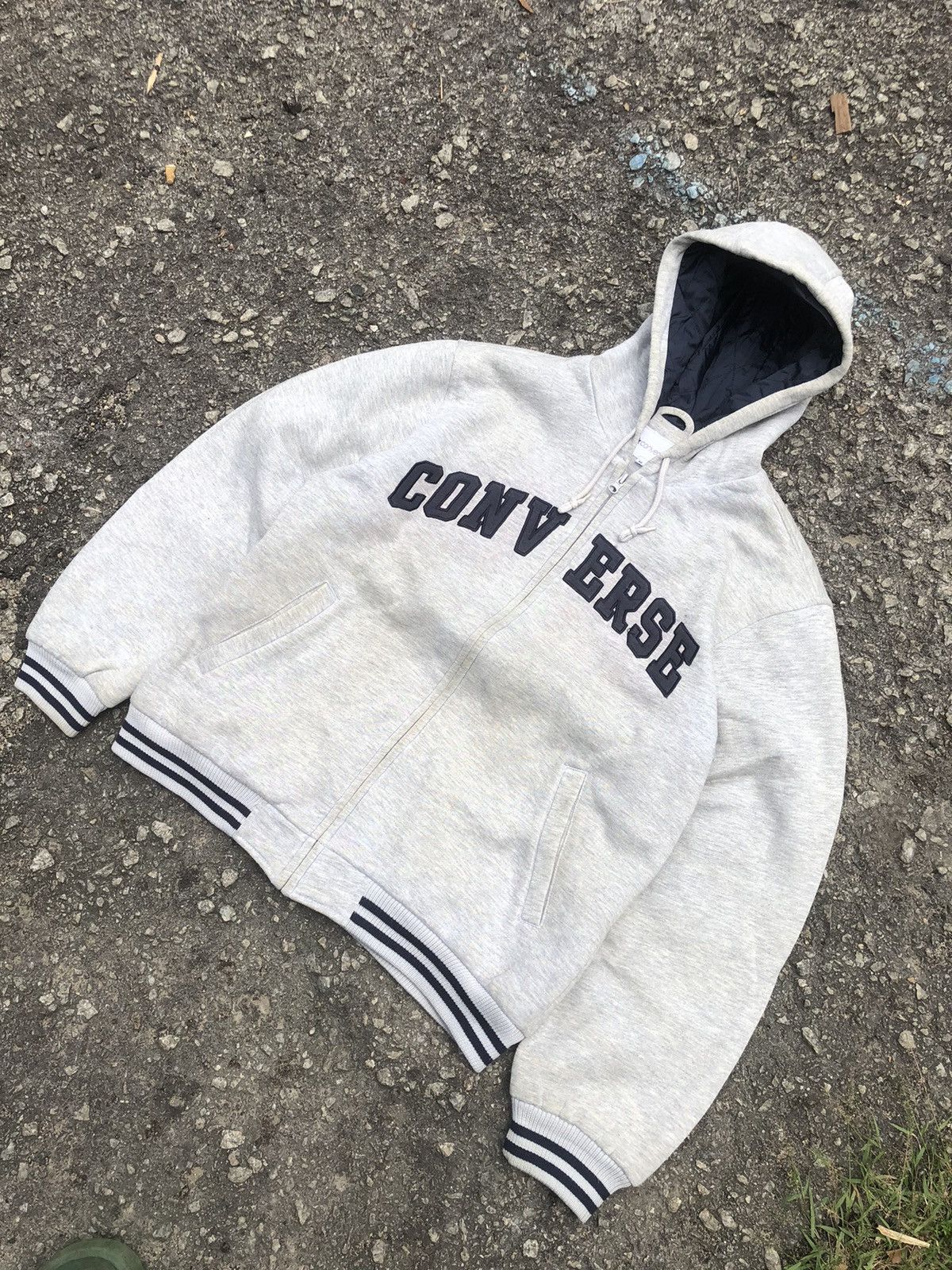 Vintage Vintage Converse Spellout Fullzipper Hoodie Jacket Size US L / EU 52-54 / 3 - 3 Thumbnail