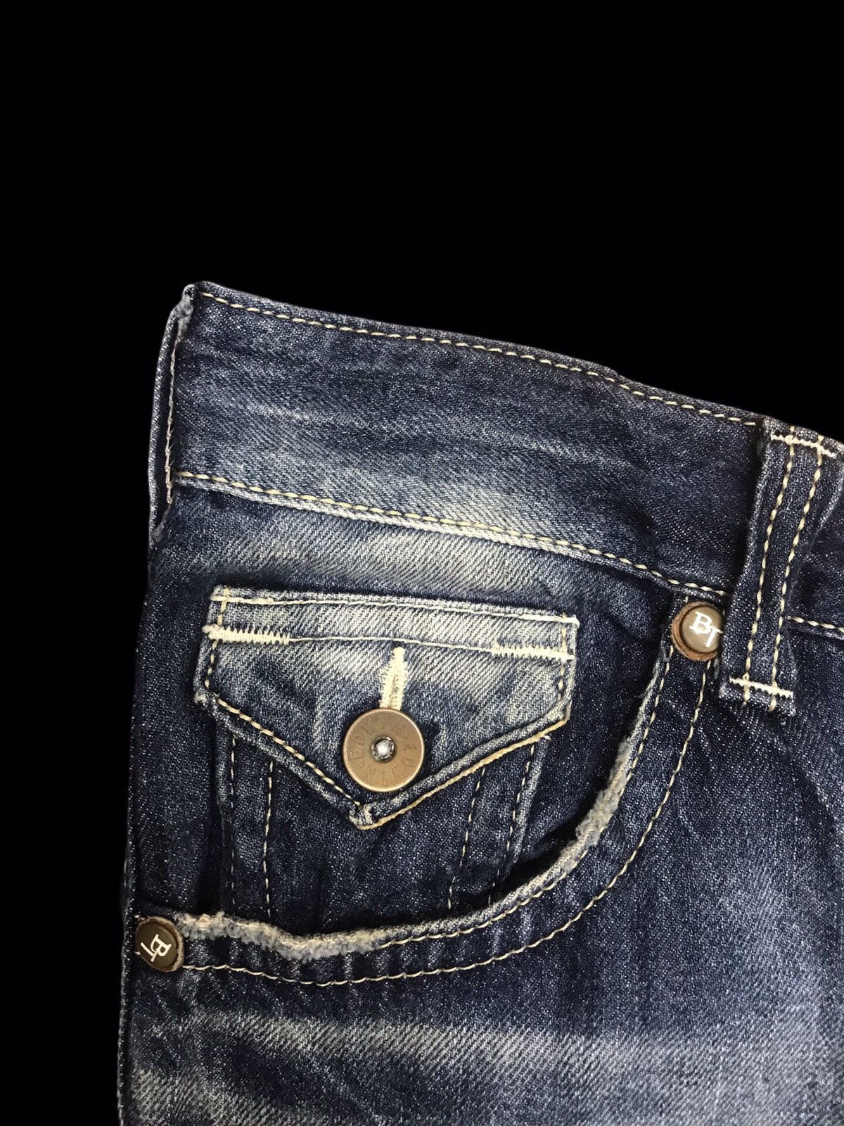 Edwin 💥BOOTCUT💥ARCHIVAL EDWIN STONE WASH DISTRESSED DENIM F112 Size US 35 - 11 Thumbnail