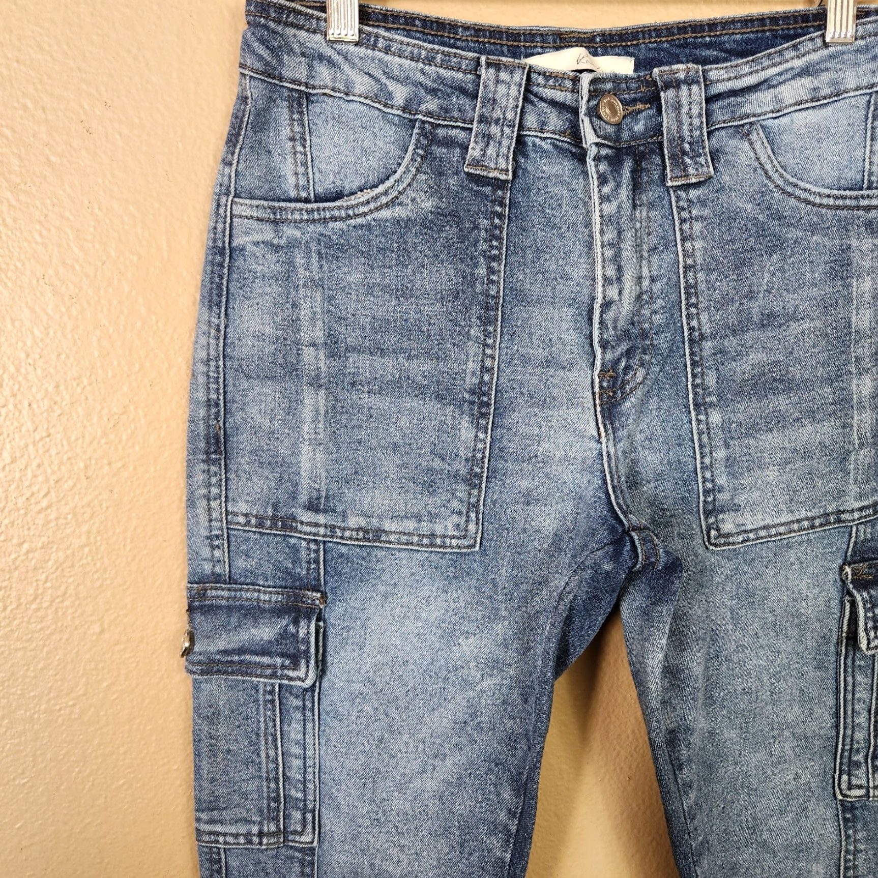 Vintage KanCan Huntsville High Rise Cargo Slim Straight Medium Wash Jeans Size 26/5-26 Women Size 26" / US 2 / IT 38 - 2 Thumbnail