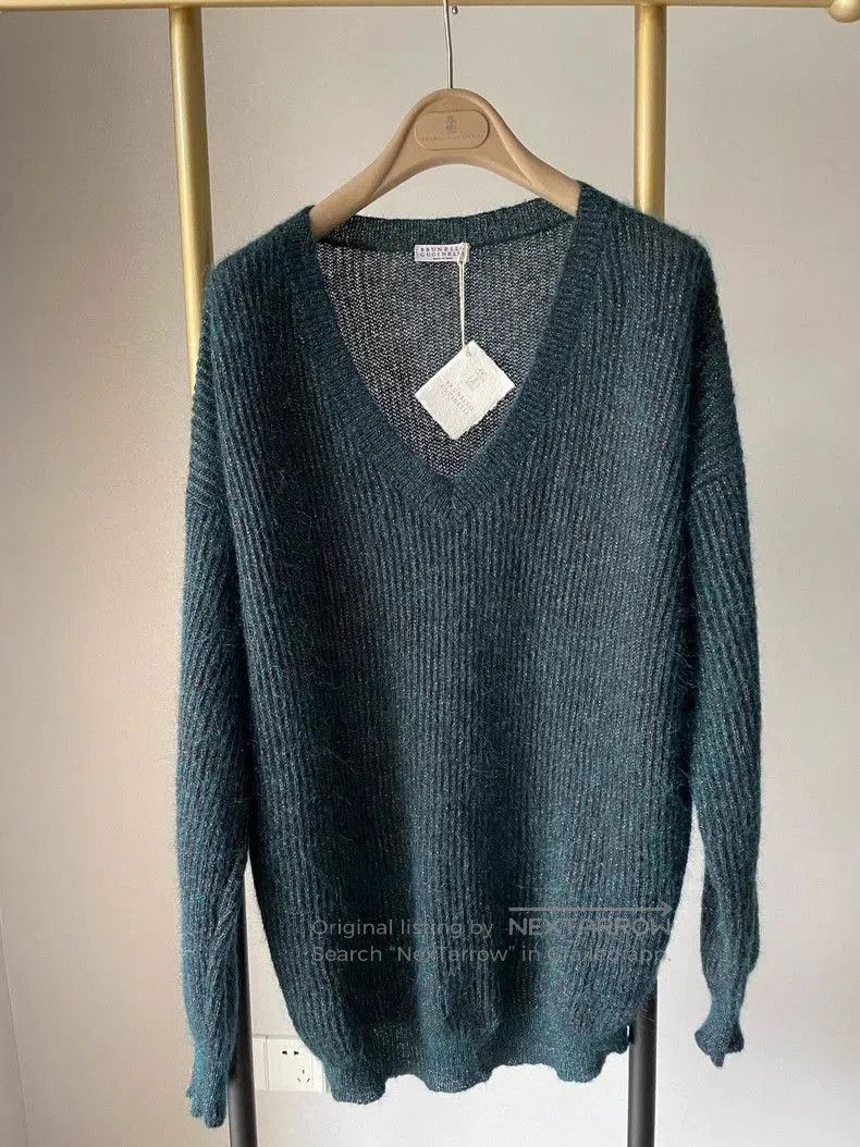 Brunello Cucinelli Brunello Cucinelli Alpaca Mohair Gold Sweater. Size US XL / EU 56 / 4 - 1 Thumbnail
