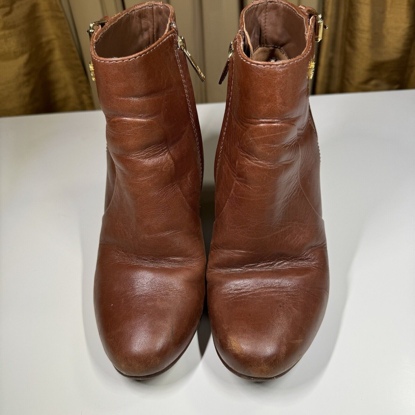 Tory Burch Tory Burch Milan Brown Leather Wedge Ankle Boots 6.5M Logo Size US 6.5 / IT 36.5 - 2 Thumbnail