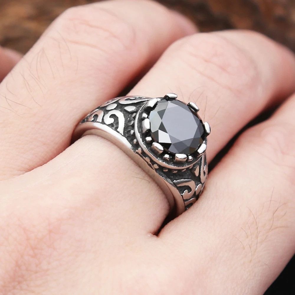 Jewelry Black Stone Ring Size ONE SIZE - 2 Thumbnail