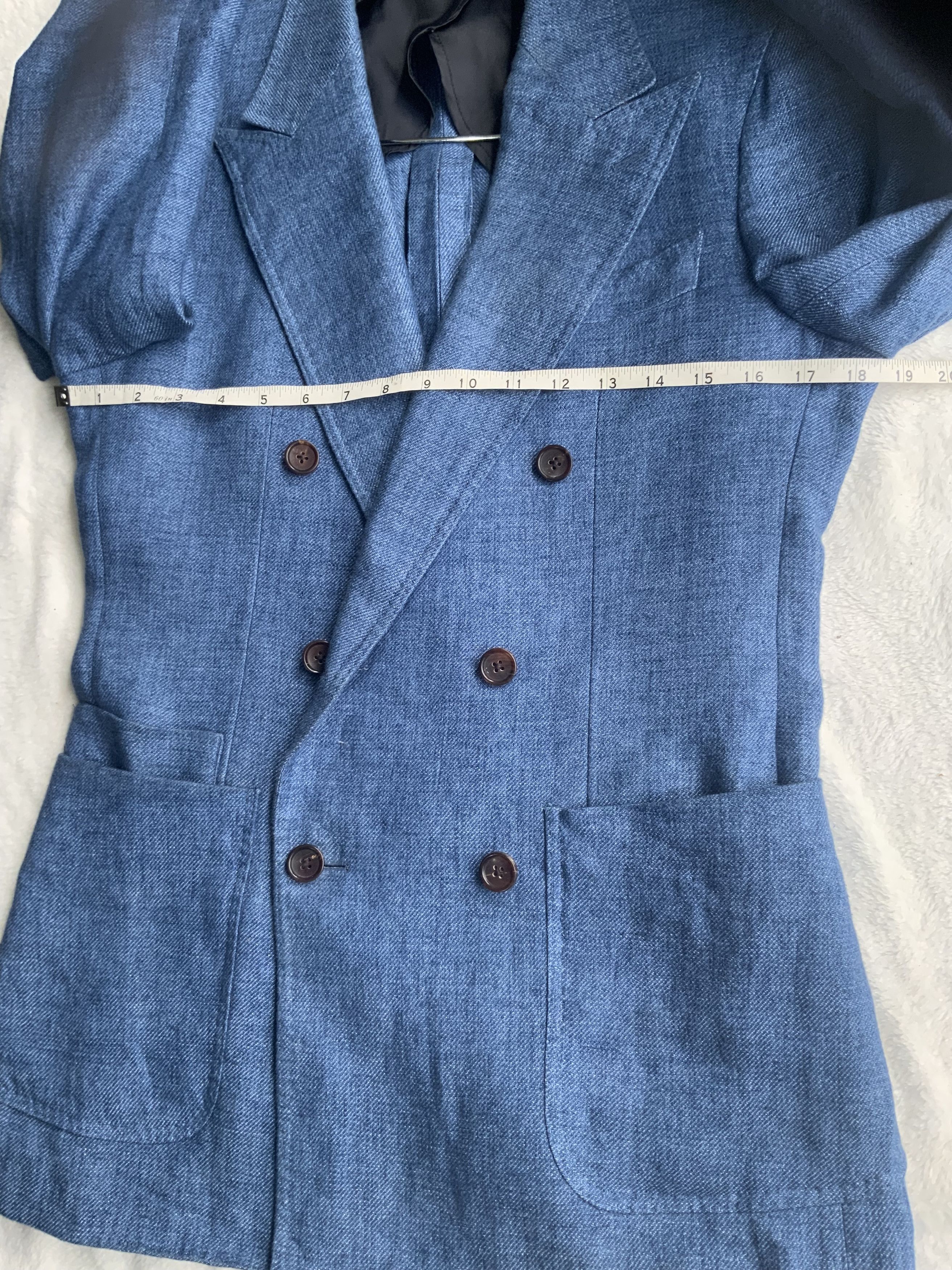 Spier & Mackay Spier&Mackay Denim Blue Linen Double Breasted Sportscoat 6X1 Size 36R - 7 Thumbnail
