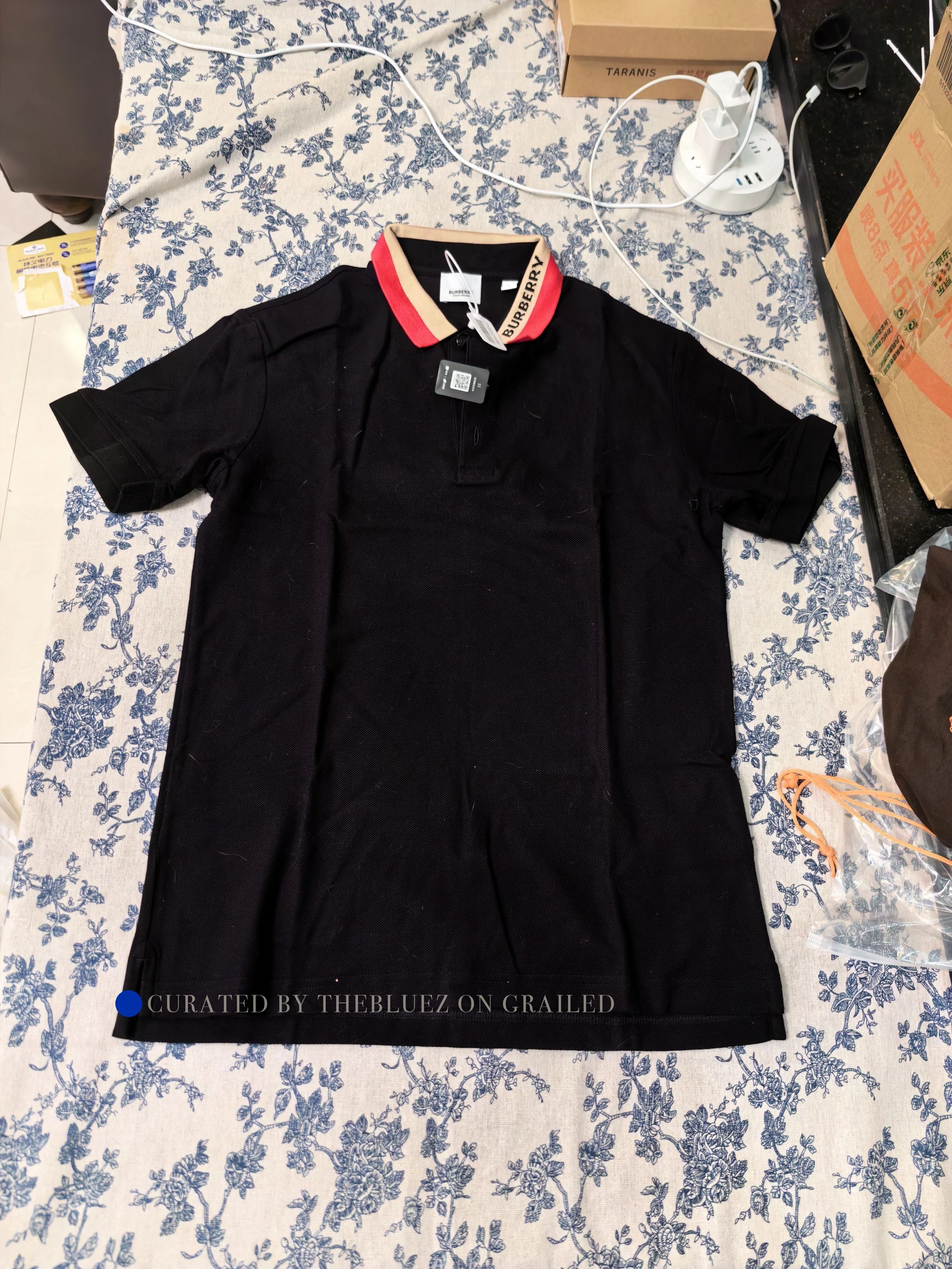 Burberry Black Polo Shirt TB Logo Archive Stripe Size S | Grailed