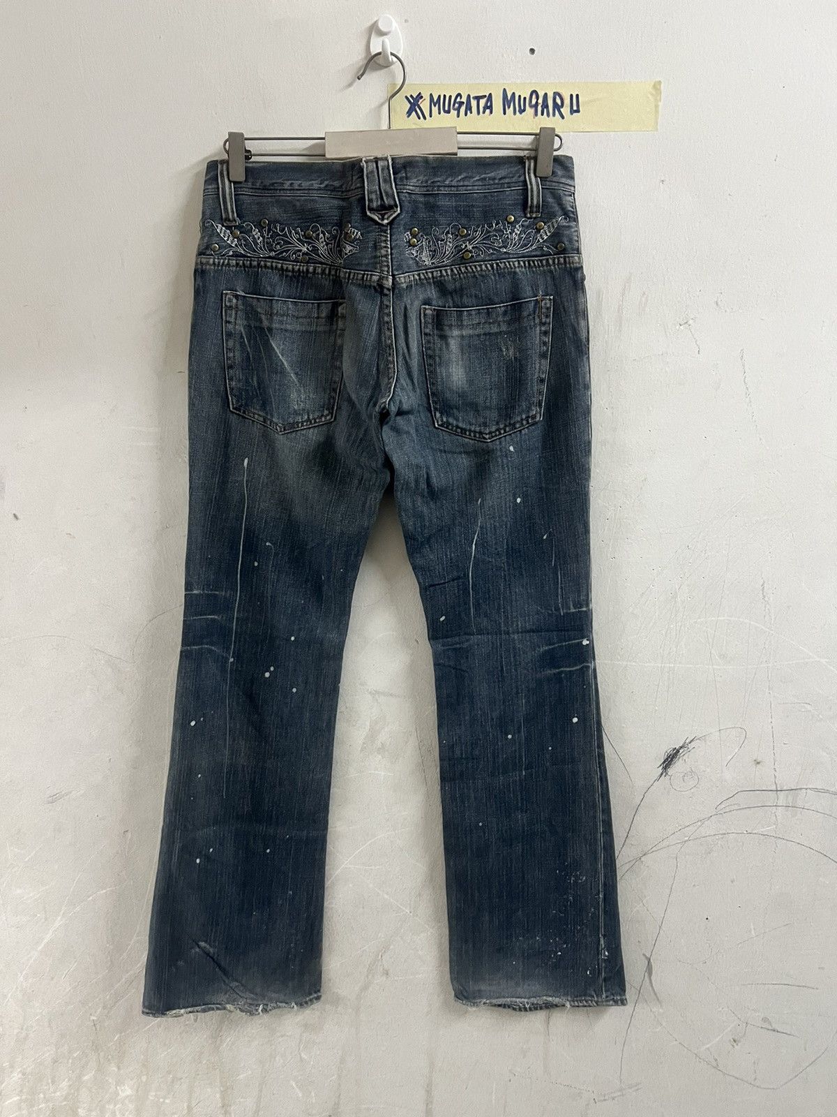 4GSELLER × Japanese Brand × Vintage FLARED🔥ROOT THREE PAINTED DISTRESSED DENIM PANT Size US 31 - 9 Thumbnail