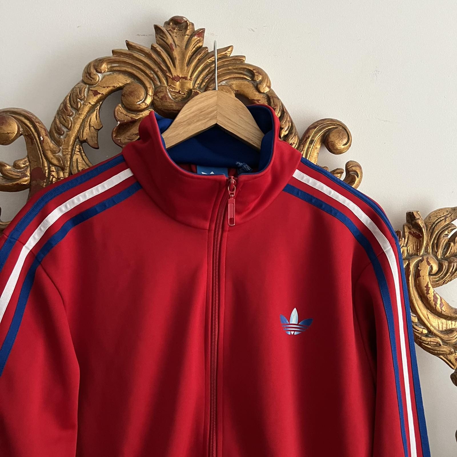 Adidas × Vintage Vintage Y2K Balenciaga Style Adidas Red Track Jacket Sz L Size US L / EU 52-54 / 3 - 3 Thumbnail