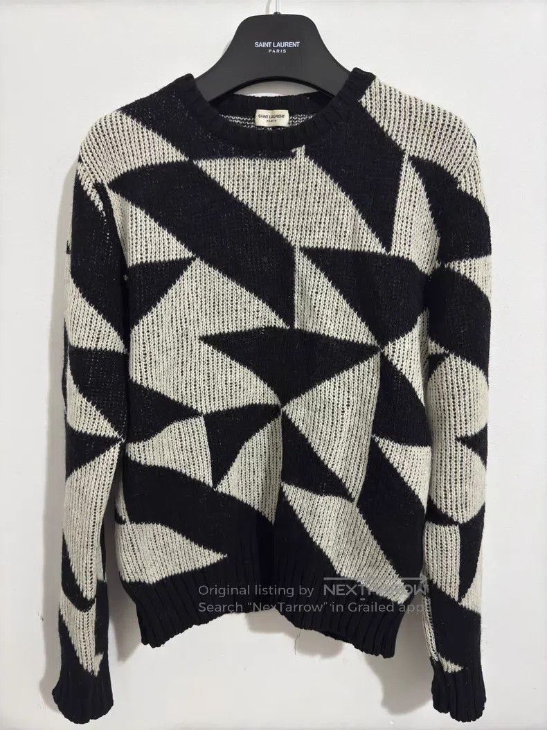 Saint Laurent Paris Saint Laurent Paris Black and White Wool Geometric Triangl Size US M / EU 48-50 / 2 - 1 Thumbnail