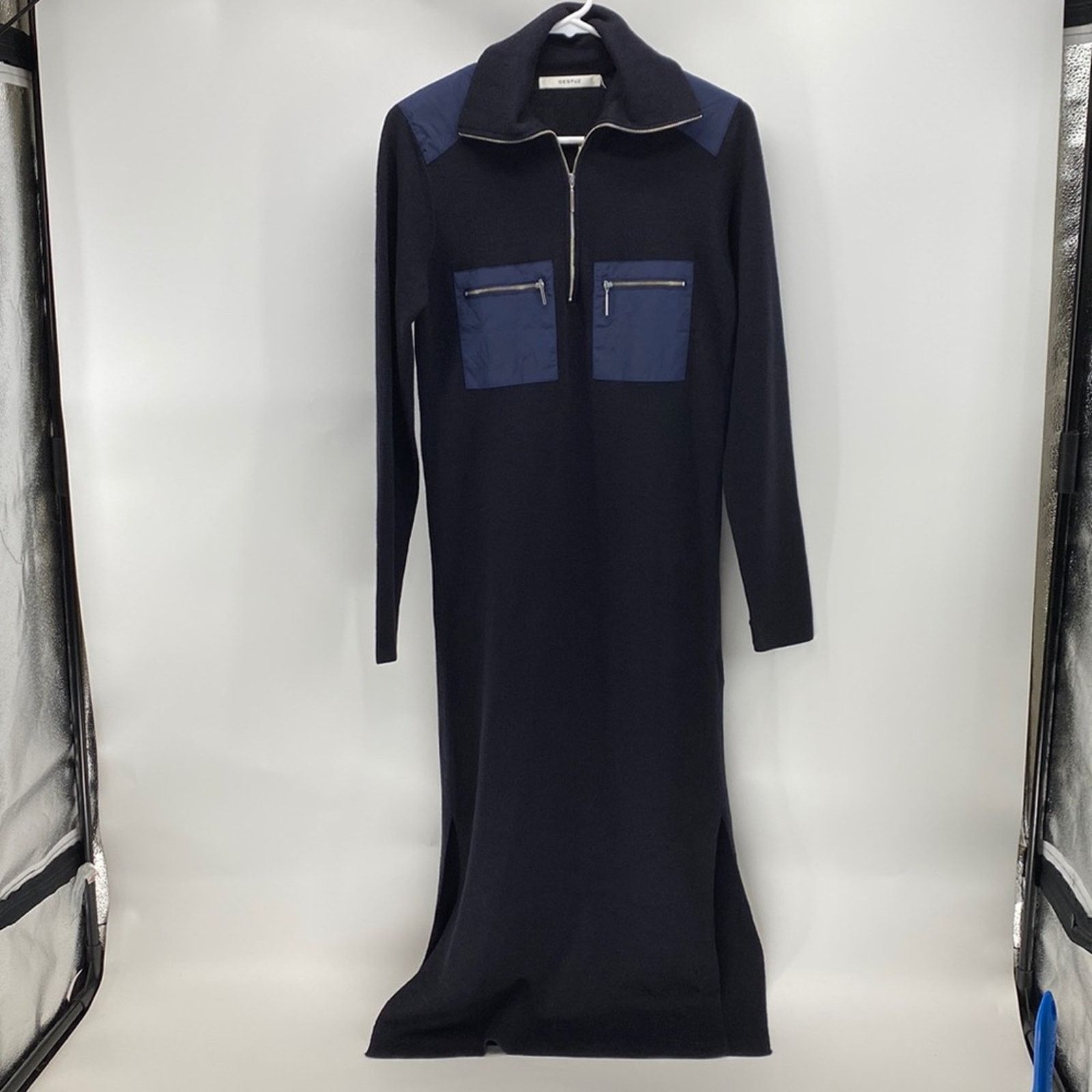 Gestuz GESTUZ HERLAGZ DRESS sky captain wool blue side slits sz S Size S / US 4 / IT 40 - 2 Thumbnail