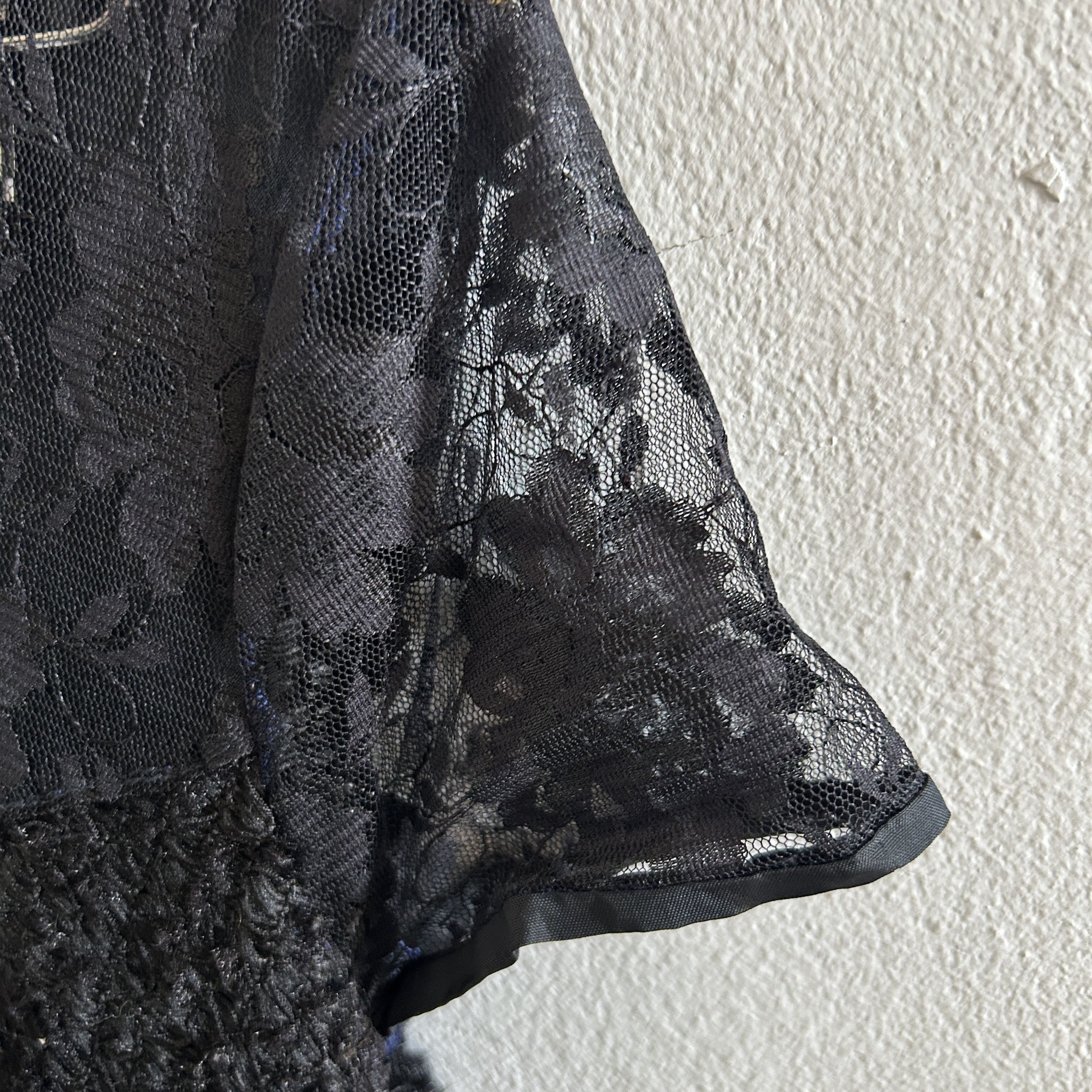 Vintage Vintage 90s Black Bouclé Lace Maxi Dress Size M / US 6-8 / IT 42-44 - 10 Thumbnail