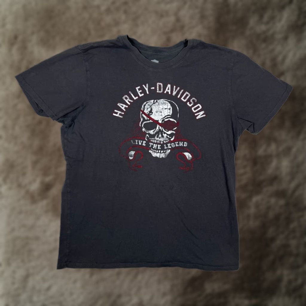 Harley Davidson VINTAGE Harley-Davidson T-Shirt Size L/XL Gray Live The Legend Skull Pirate Men Short Sleeve Crew Neck 90s Biker Motorcycle Graphic Print Double-Sided Size US L / EU 52-54 / 3 - 1 Thumbnail