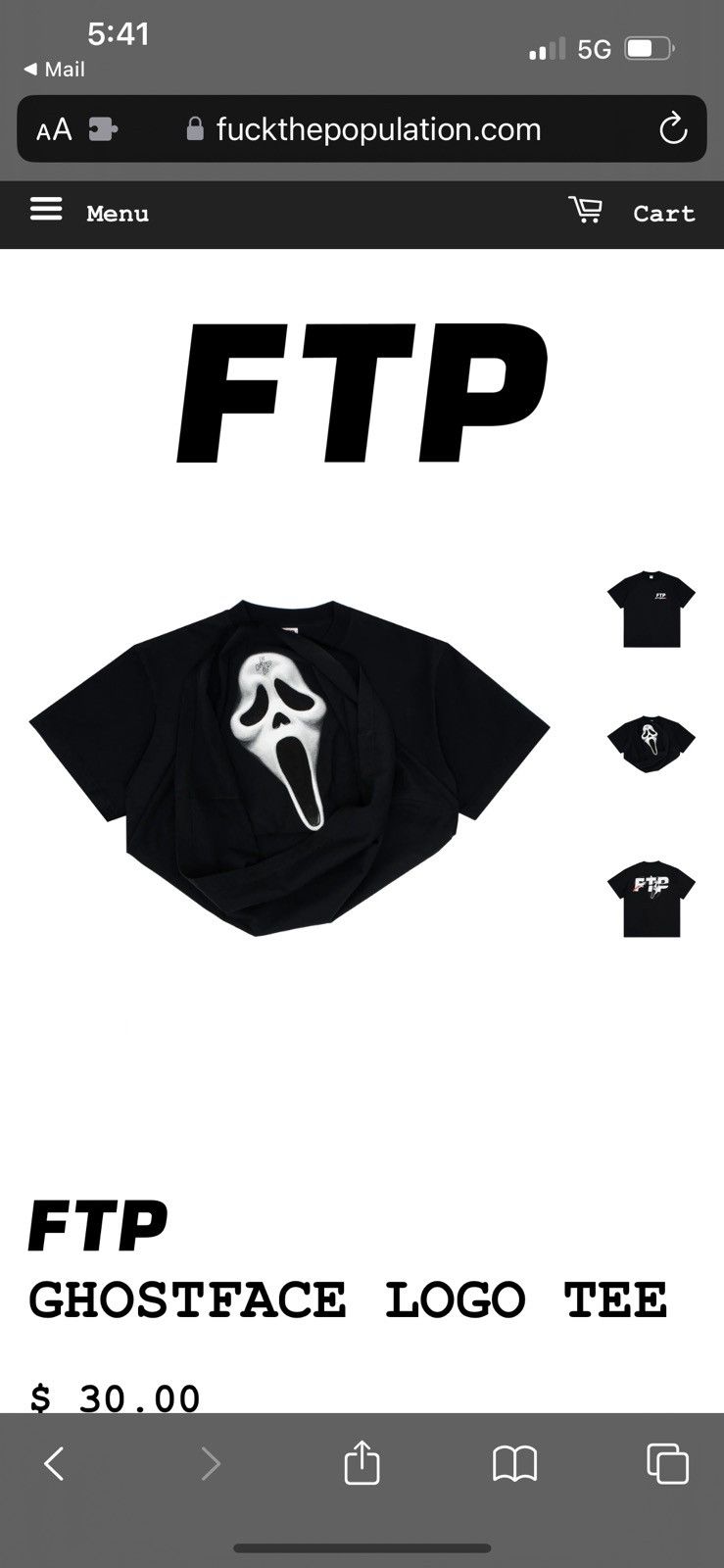 Fuck The Population FTP Ghostface Logo Tee Size US XXL / EU 58 / 5 - 3 Thumbnail