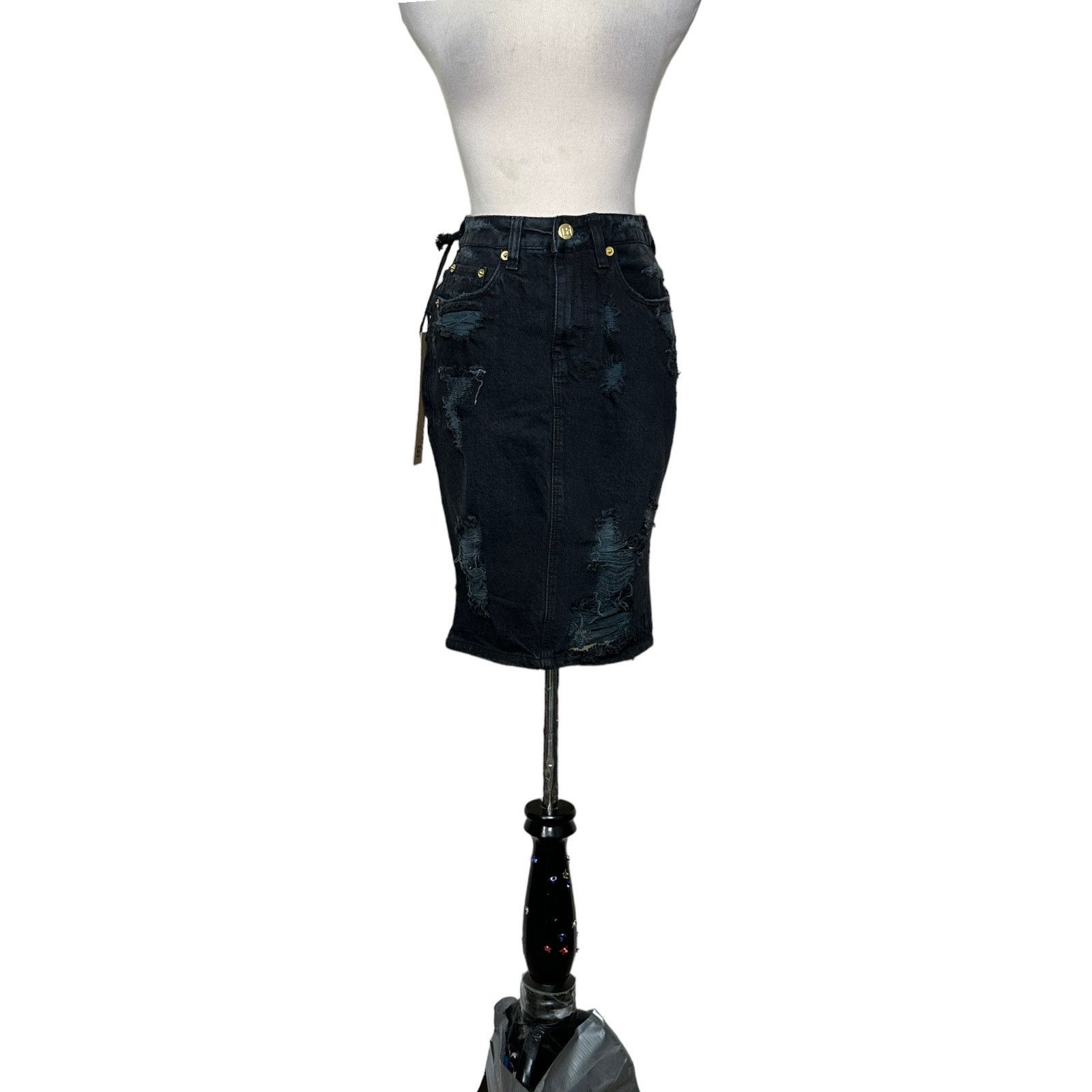 Ksubi Ksubi black distressed tune jean mini skirt size 25 Size 25" / US 0 / IT 36 - 15 Thumbnail