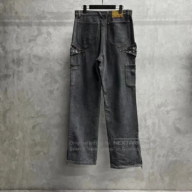 Louis Vuitton louis vuitton black gray irregular full print logo jeans. Size US 30 / EU 46 - 2 Thumbnail