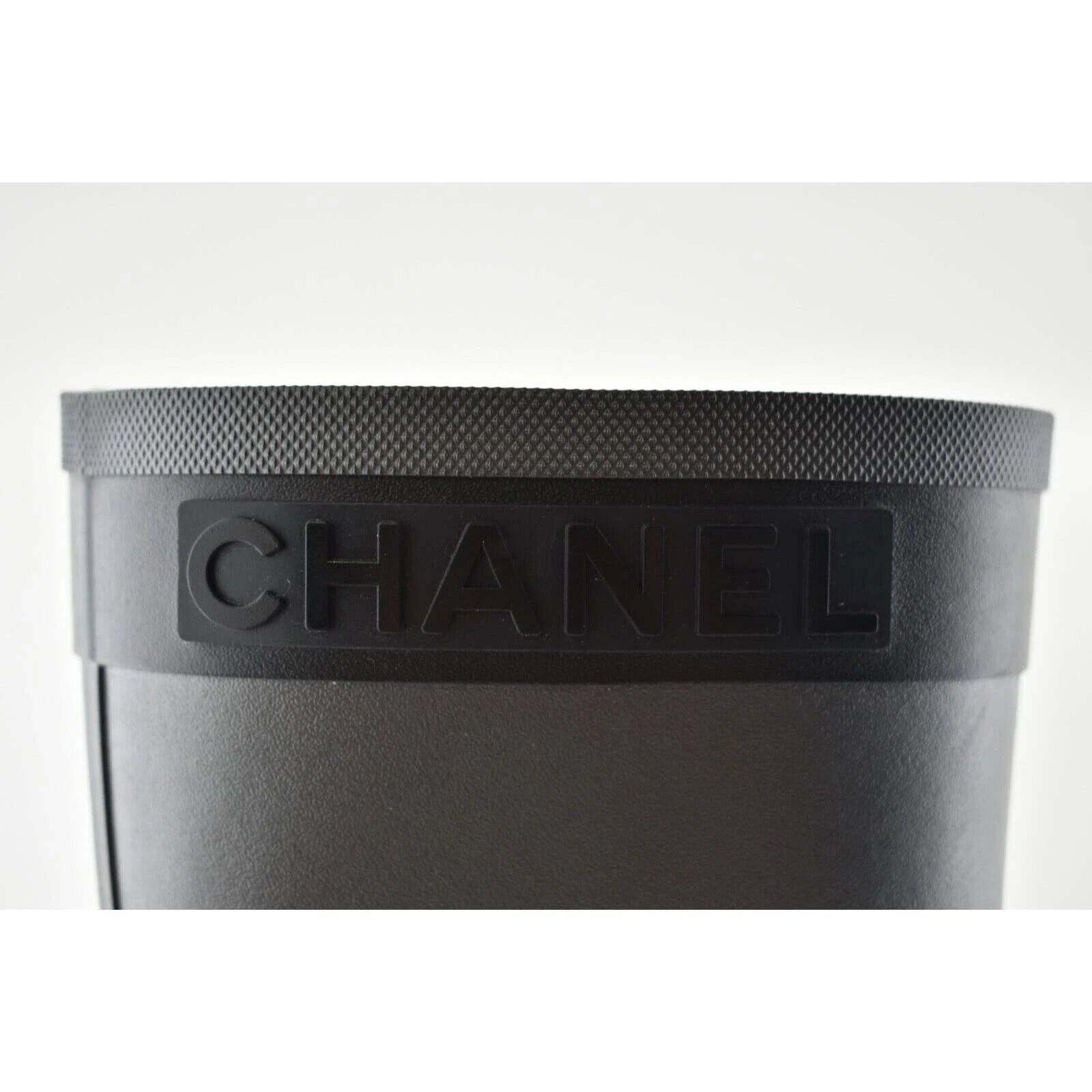 Chanel Chanel 19A Black Silver Grey CC Logo Short Mid Calf Pull On Size US 8 / IT 38 - 4 Thumbnail
