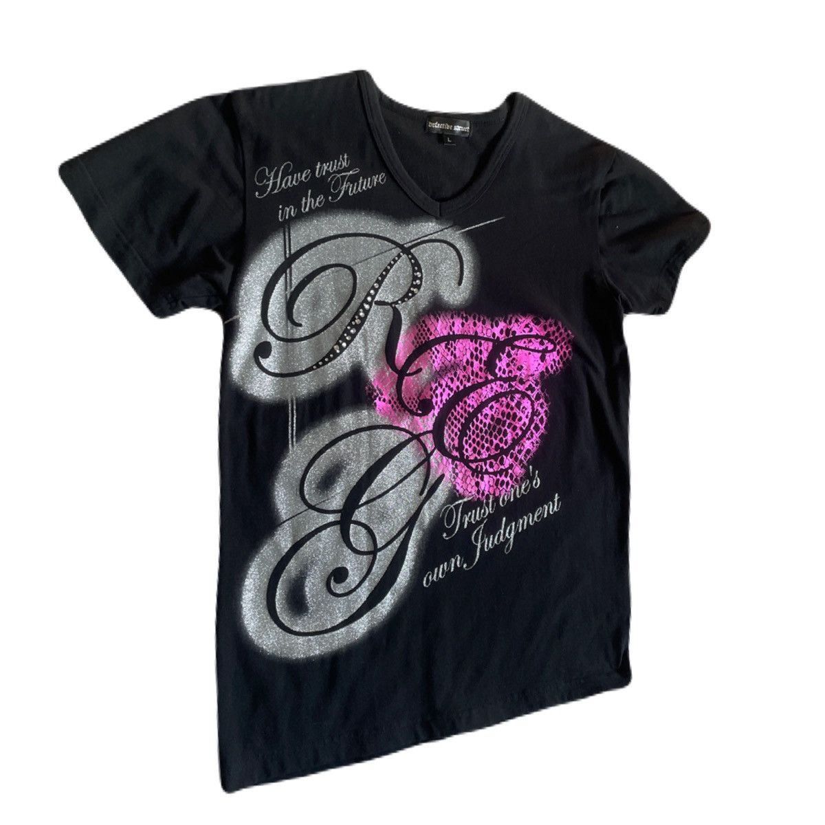 If Six Was Nine 2000s Japanese archive Vkei Glitter Rhinestone Poem Tee Size US S / EU 44-46 / 1 - 3 Thumbnail