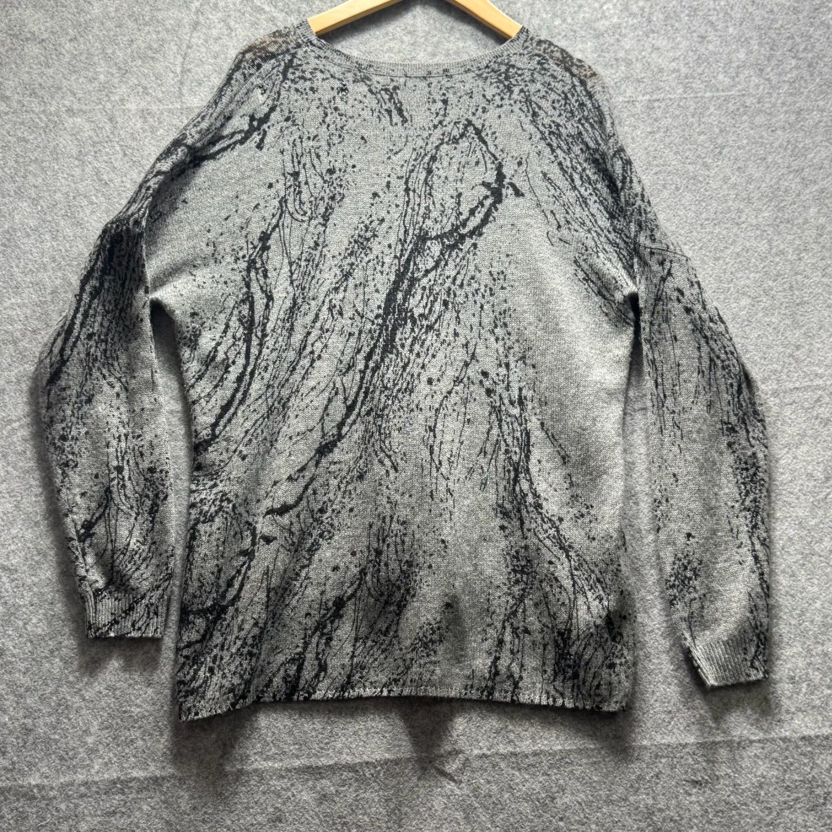Vintage Kokun Sweater Womens Large Gray Abstract Print Knit Pullover Relaxed Hi Low Hem Size L / US 10 / IT 46 - 7 Thumbnail
