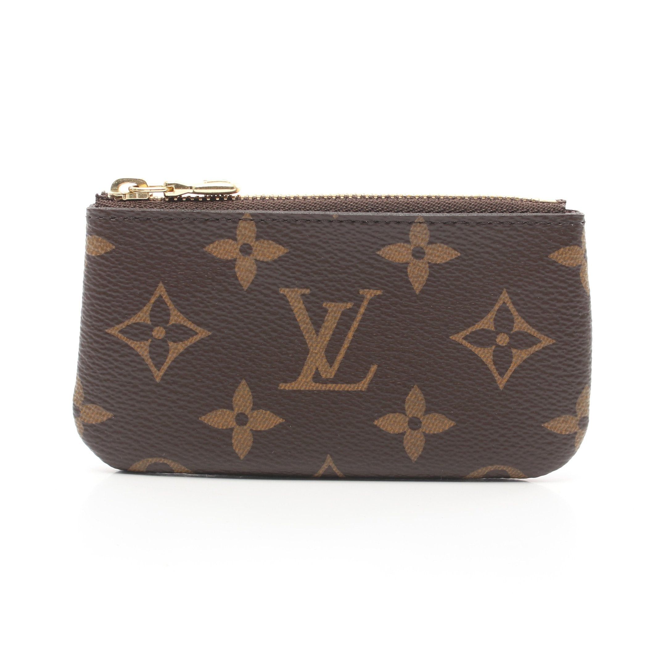 Louis Vuitton Pochette Cle Monogram Coin Purse Brown With Key Ring, Women's