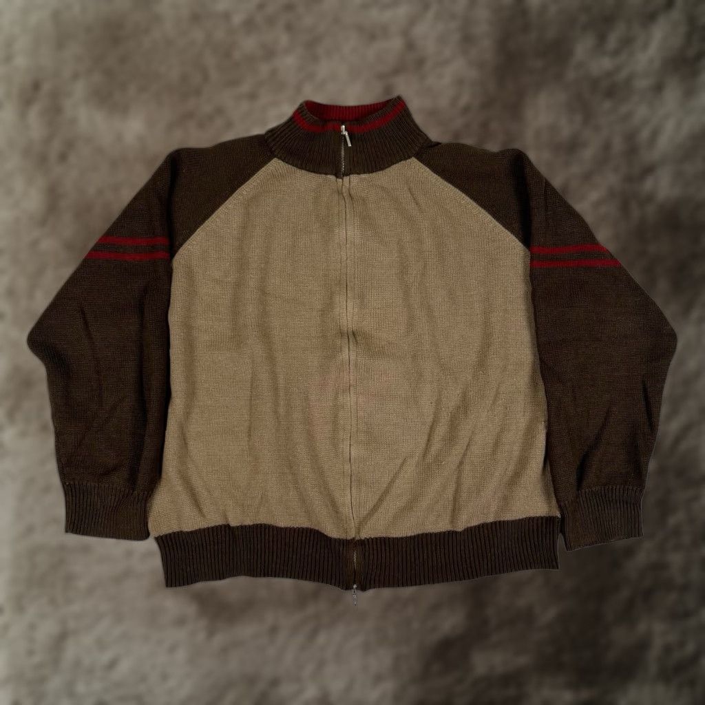 Sideout VINTAGE Sideout Full Zip Fleece Knit Sweater XL Brown Grunge 90s Y2K Mens Size US XL / EU 56 / 4 - 1 Thumbnail